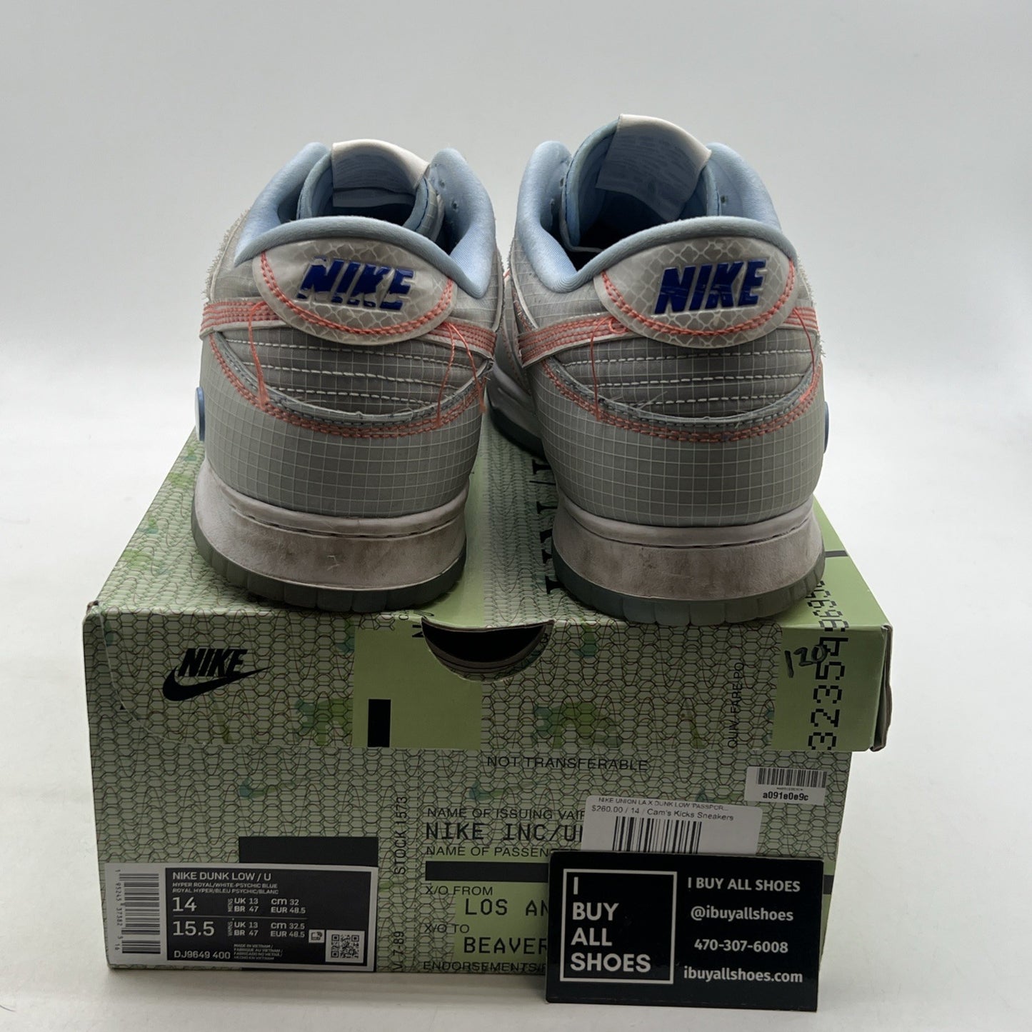 Size 14 - Nike Dunk Low x Union LA Passport Pack - Argon (DJ9649-400)
