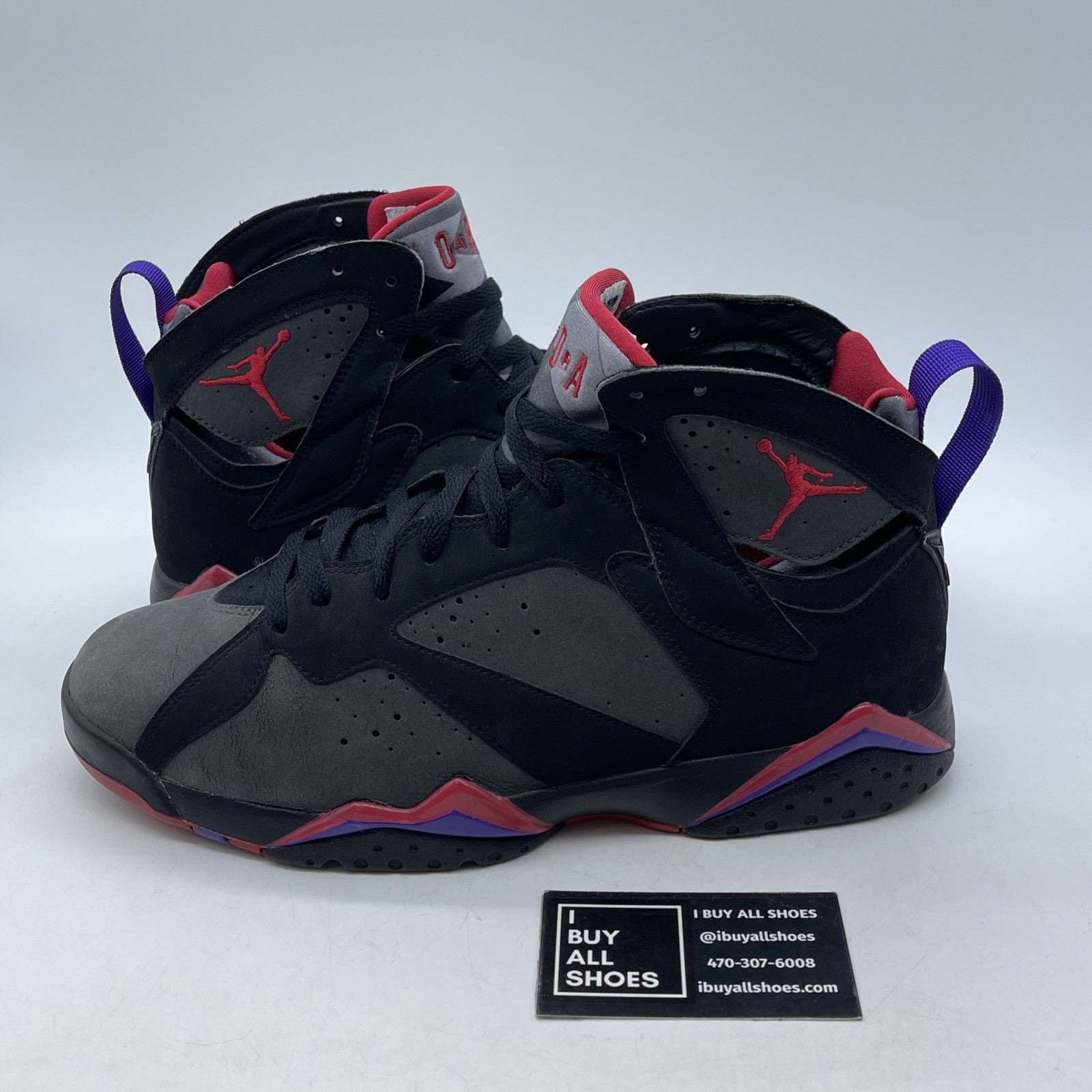Size 10 - Air Jordan 7 Retro 2002 Raptor Black Red Grey Suede (304775-043)