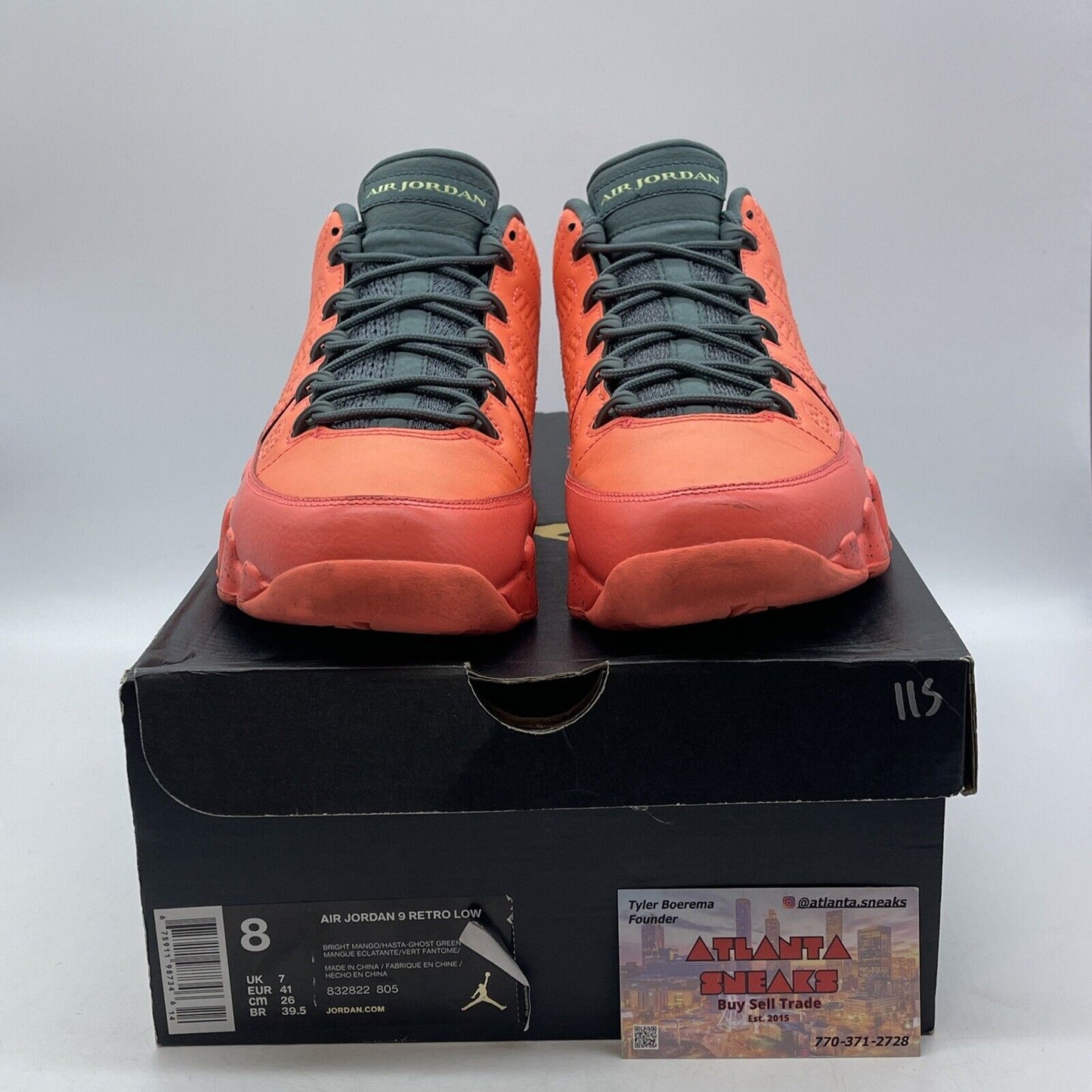 Size 8 - Air Jordan 9 Low Bright Mango Gray Leather (832822-805)