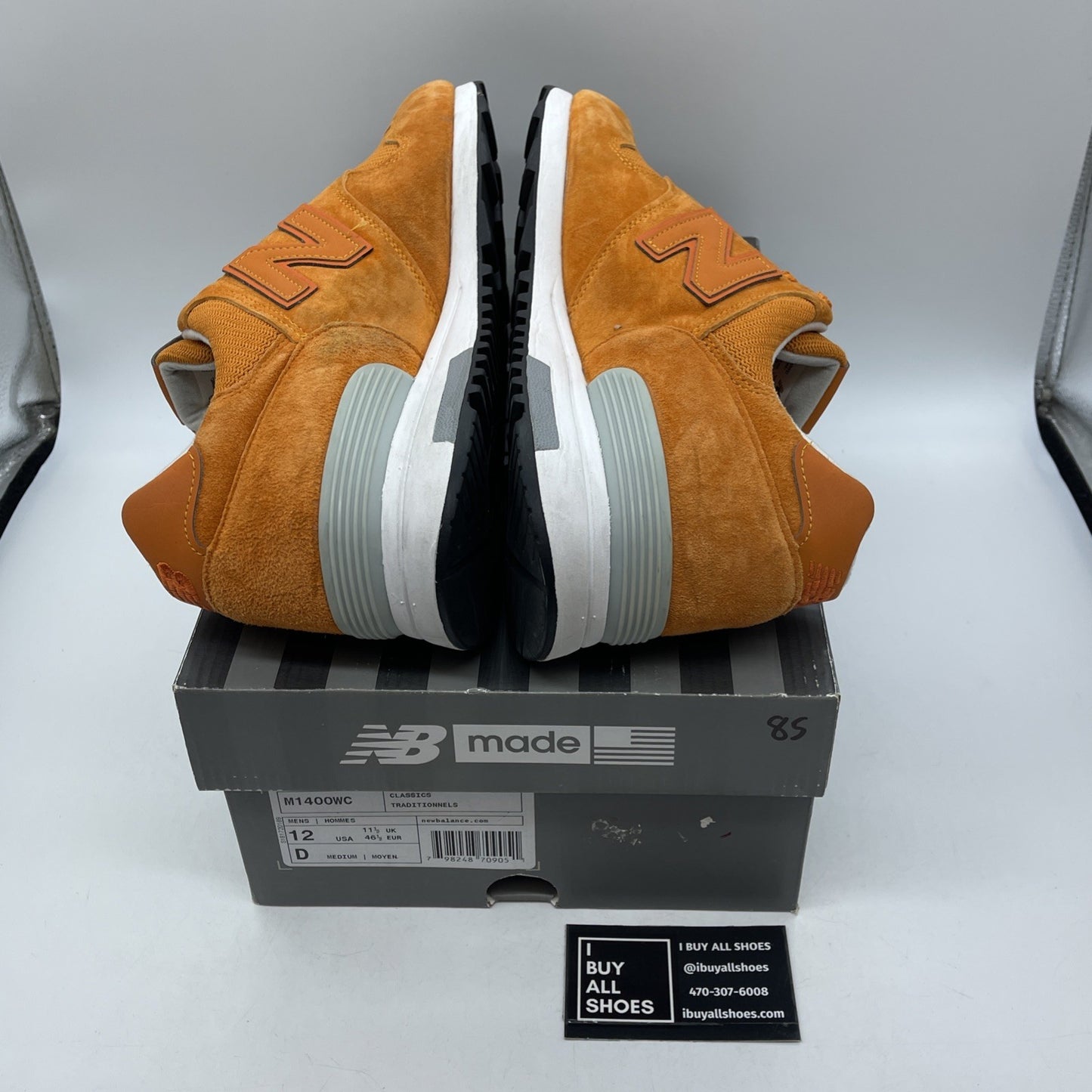 Size 12 - New Balance 1400 Suede Sneakers Orange Grey Leather (M1400WC)