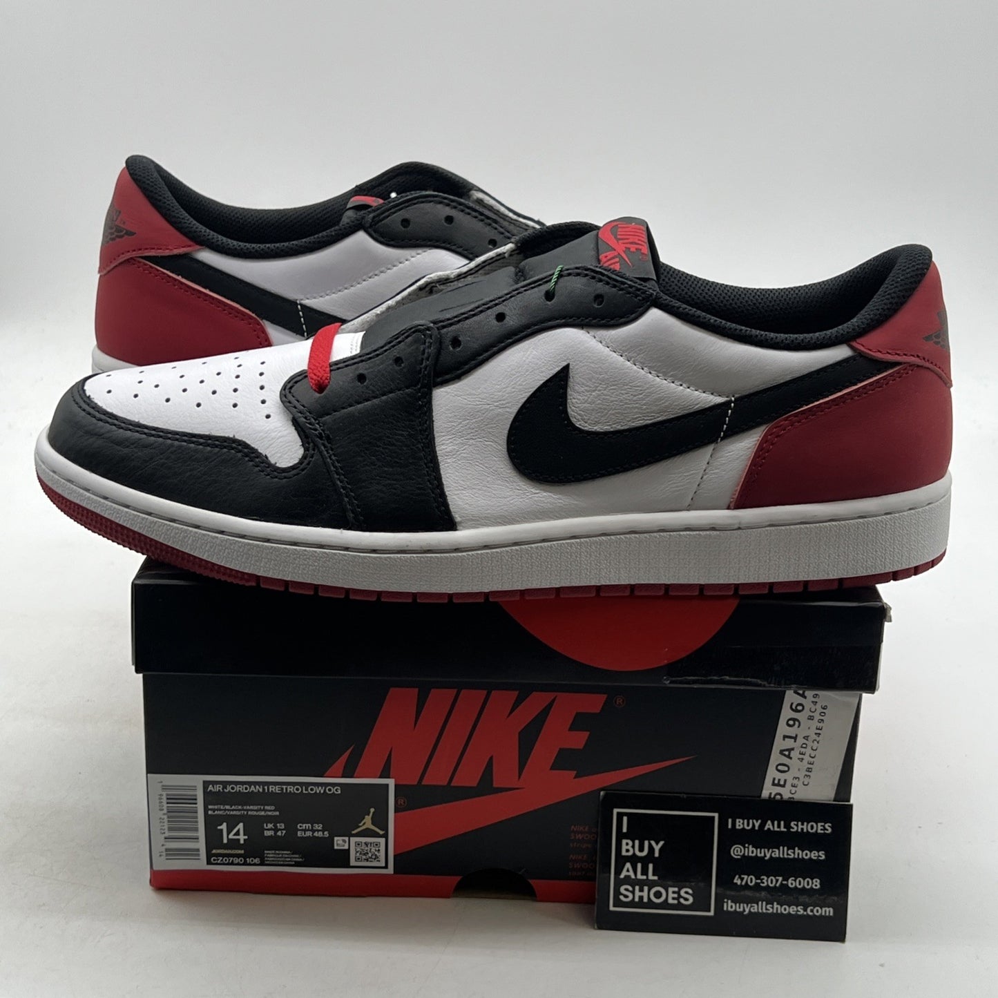 Size 14 - Air Jordan 1 Retro OG Low Black Toe (CZ0790-106)