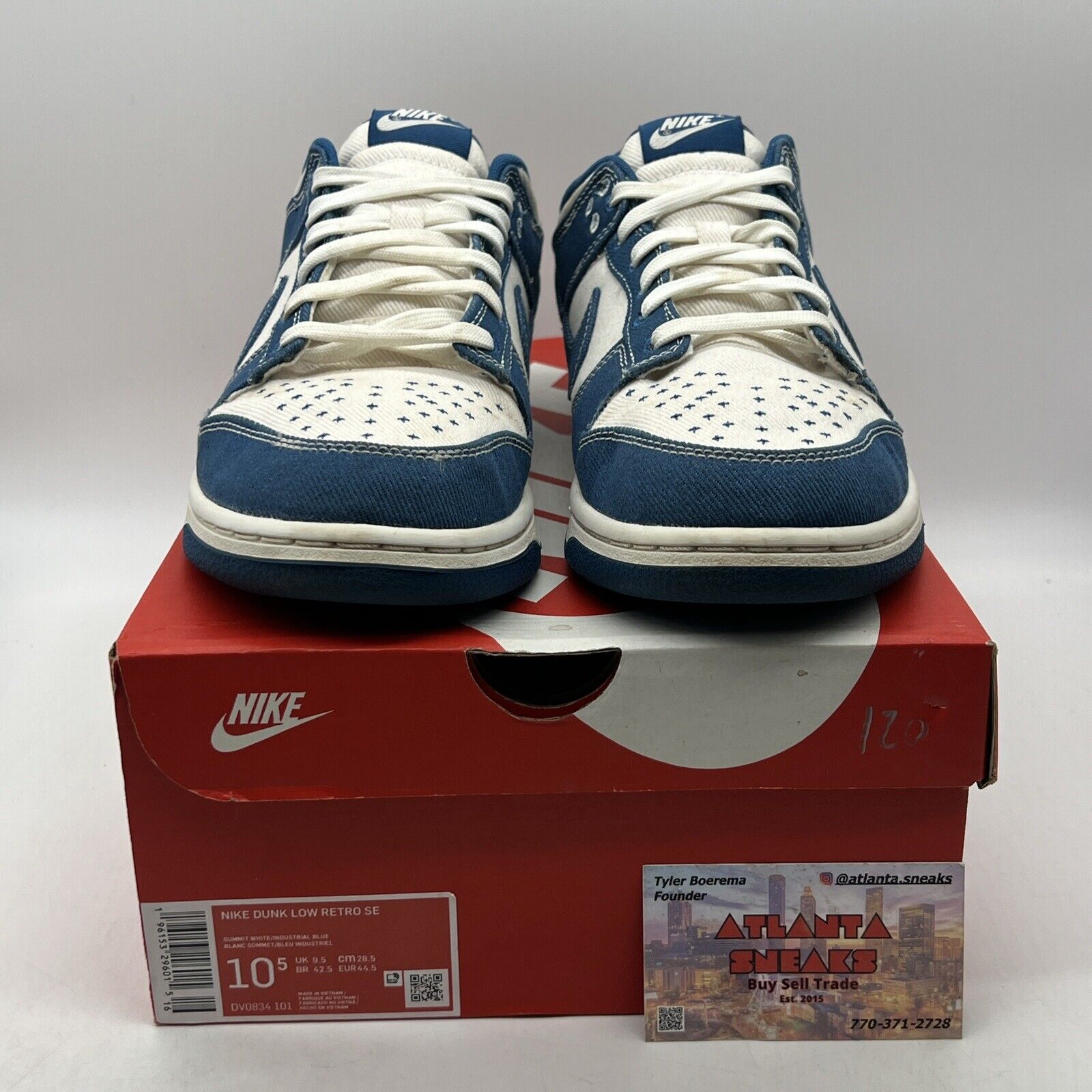 Size 10.5 - Nike Dunk Low SE Sashiko - Industrial Blue White (DV0834-101)