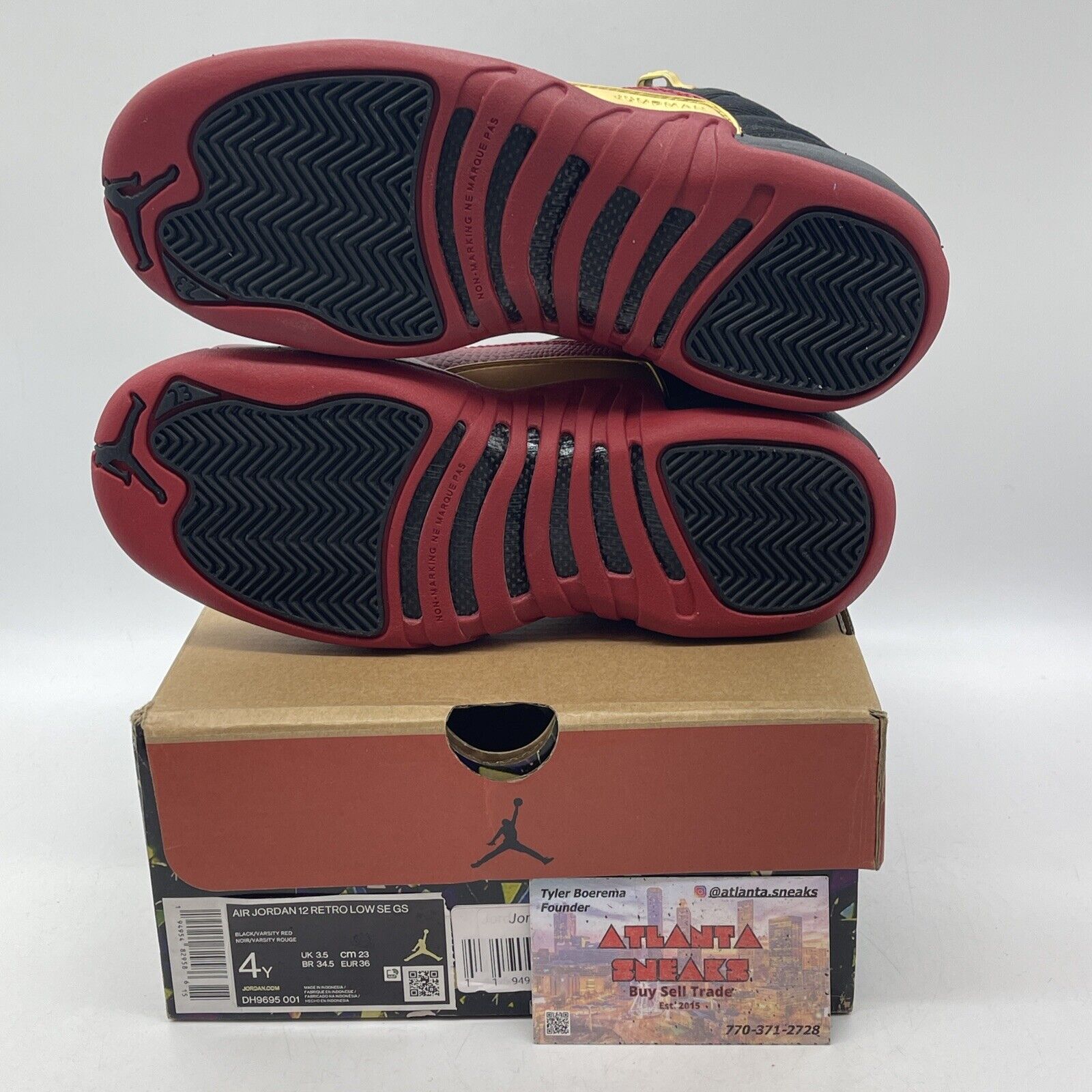 Size 4Y (GS) - Jordan 12 SE Low Super Bowl Black Suede Red Leather (DH9695-001)