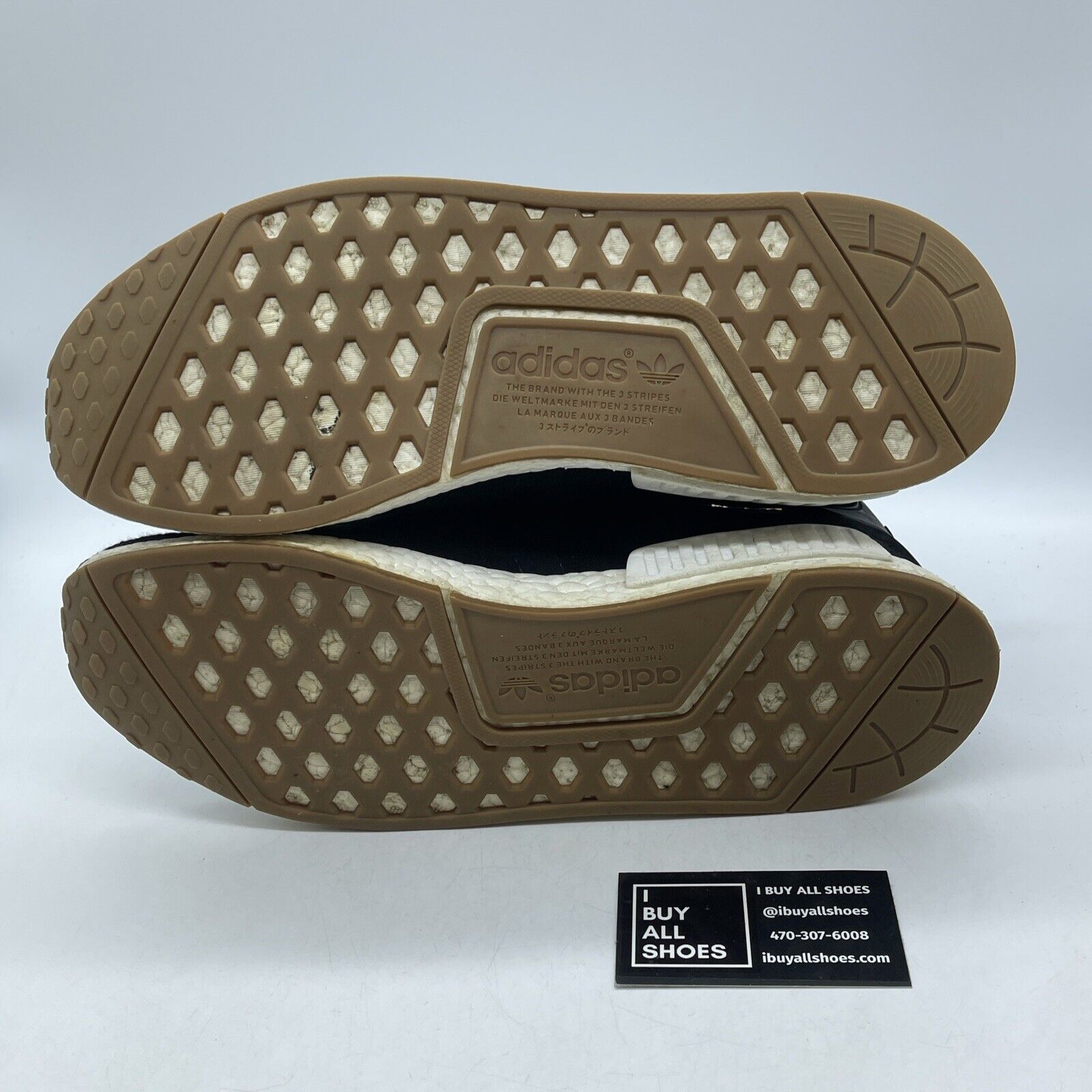 Size 12 - adidas NMD_R1 PK Black Gum White Suede Leather (BY1887)