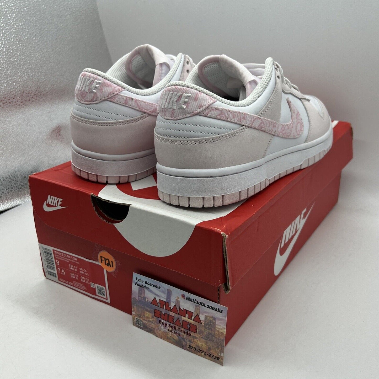 Size 9 - Nike Dunk Low Pink Paisley 2023 Brand New Og All White