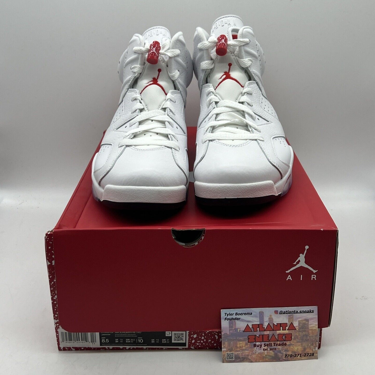 Size 8.5 - Jordan 6 White and University Red 2022 Brand New Og All