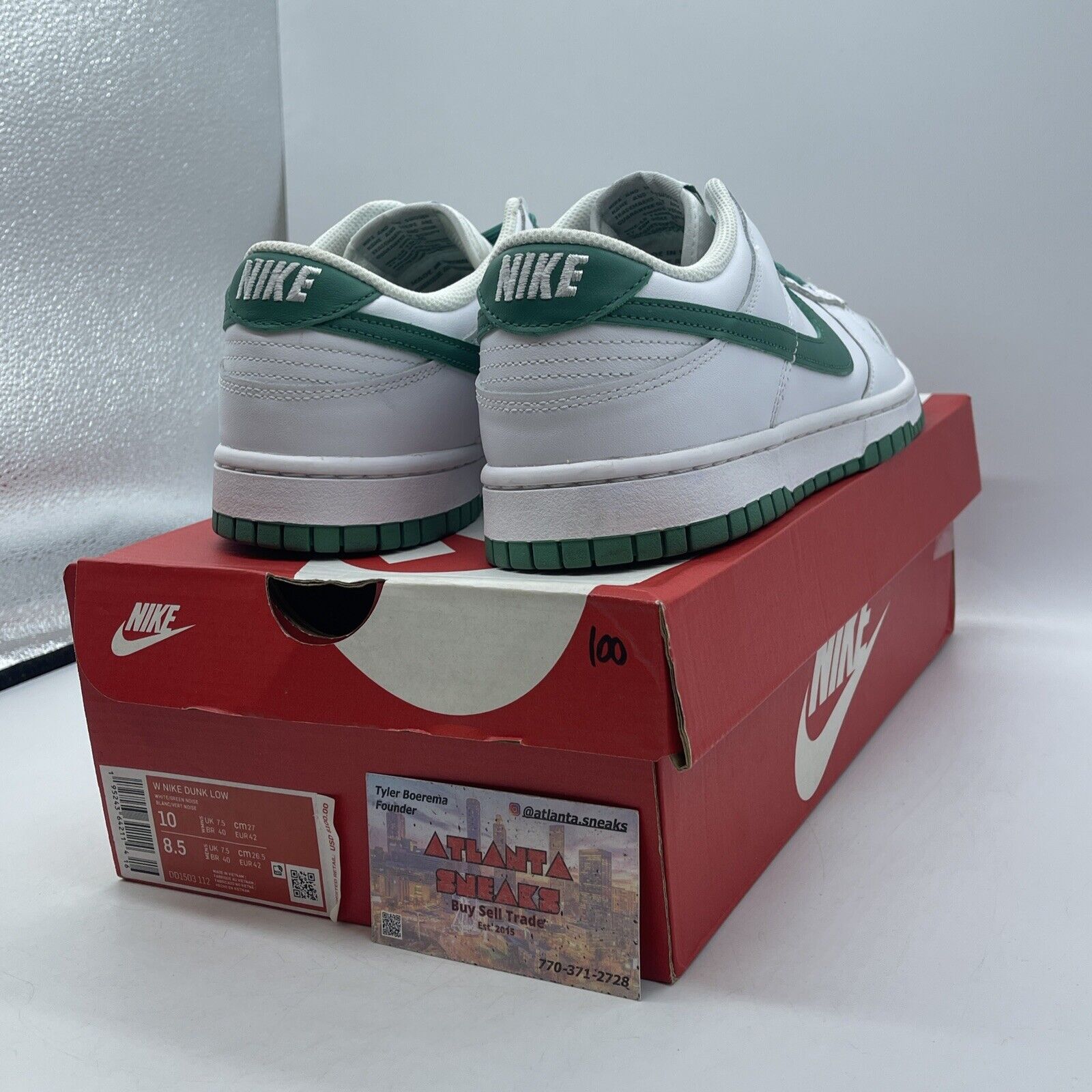 Size 10W - Nike Dunk Low Green Noise White Leather (DD1503-112)