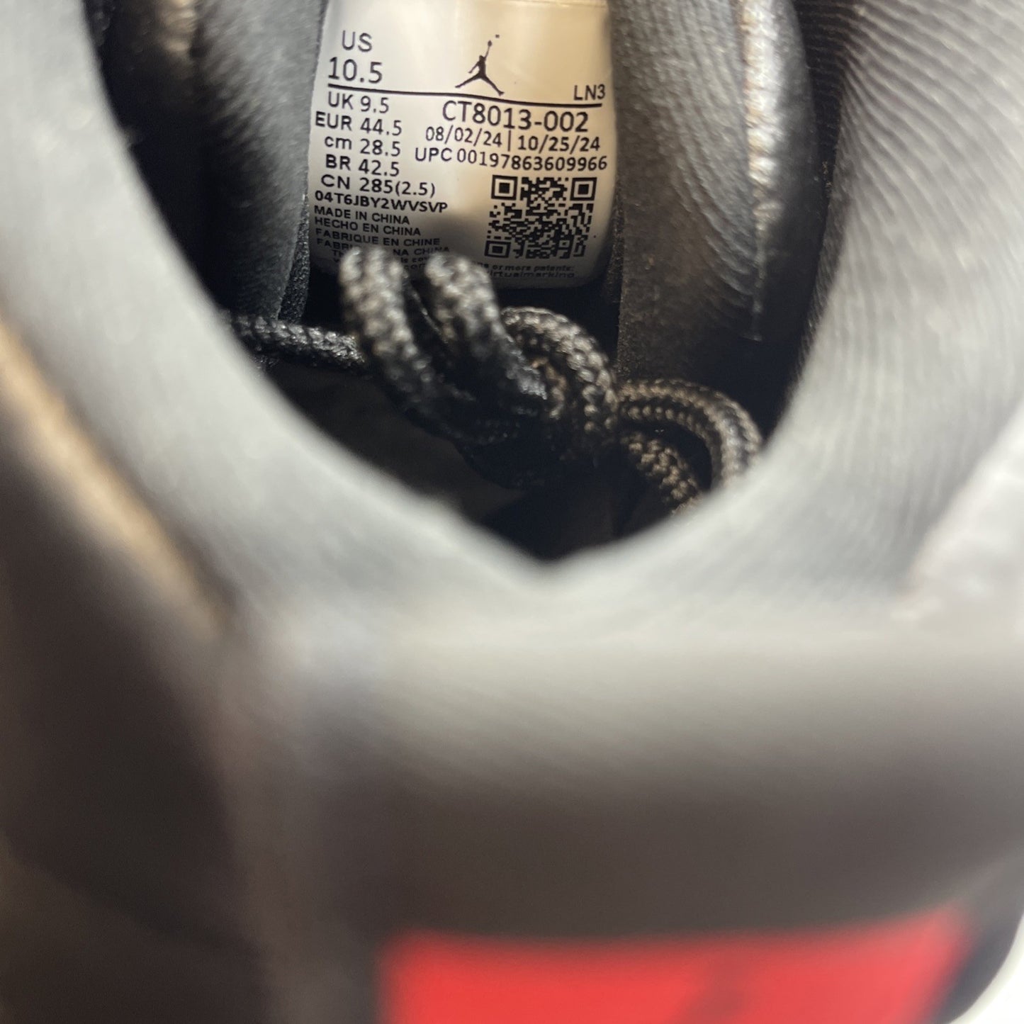 Size 10.5 - Air Jordan 12 Retro 2025 Flu Game Black Red Leather (CT8013-002)