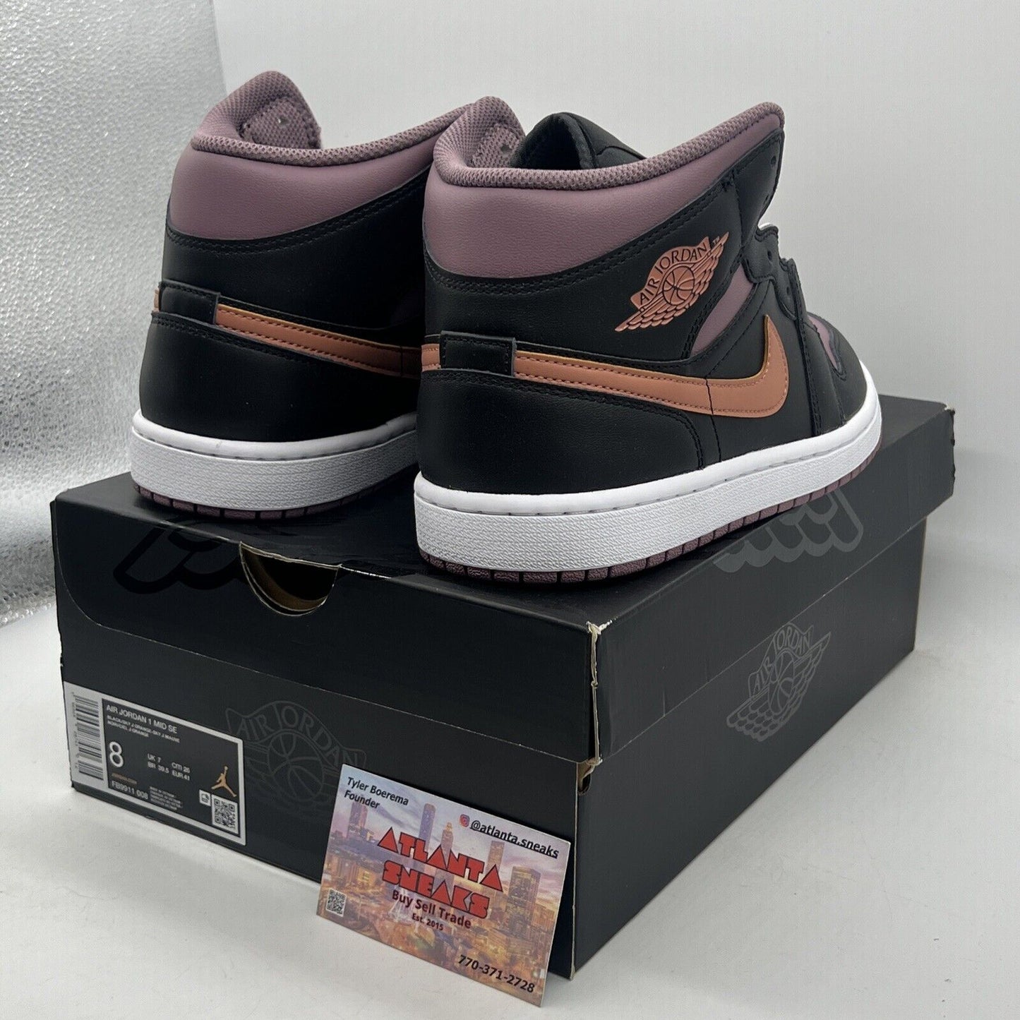 Size 8 - Air Jordan 1 SE Black Sky J Mauve White Leather (FB9911-008)