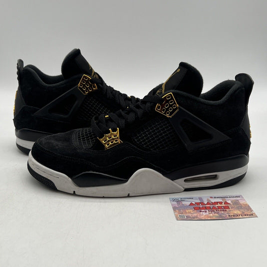 Size 9.5 - Jordan 4 Retro Royalty 2017 Gold White Suede Black (307497-032)