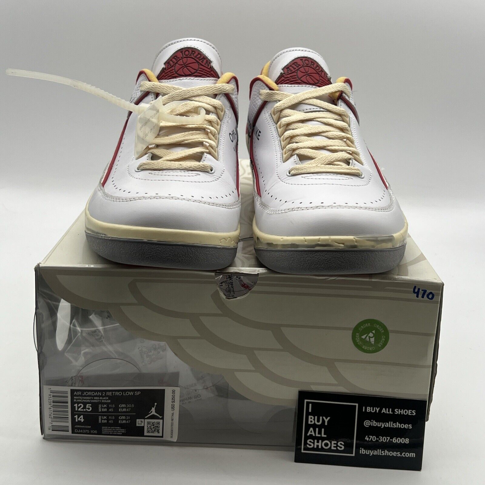 Size 12.5 - Air Jordan 2 Retro Low SP Off-White Varsity Red (DJ4375-106)