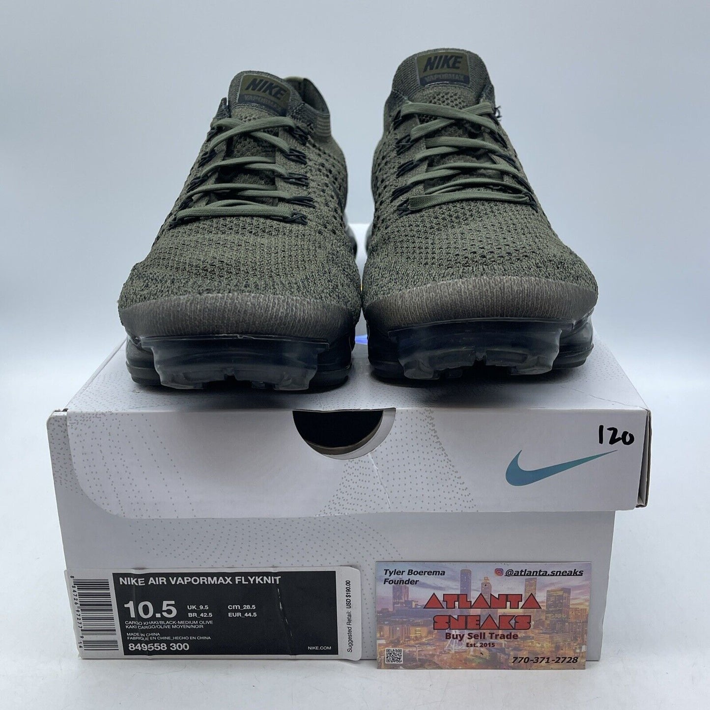 Size 10.5 - Nike Air VaporMax Cargo Khaki Green Black Suede Leather (849558-300)