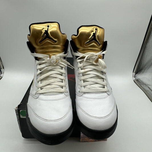 Size 12 - Jordan 5 Retro Olympic 2016 White Gold Black Icy Soles OG All Speckle