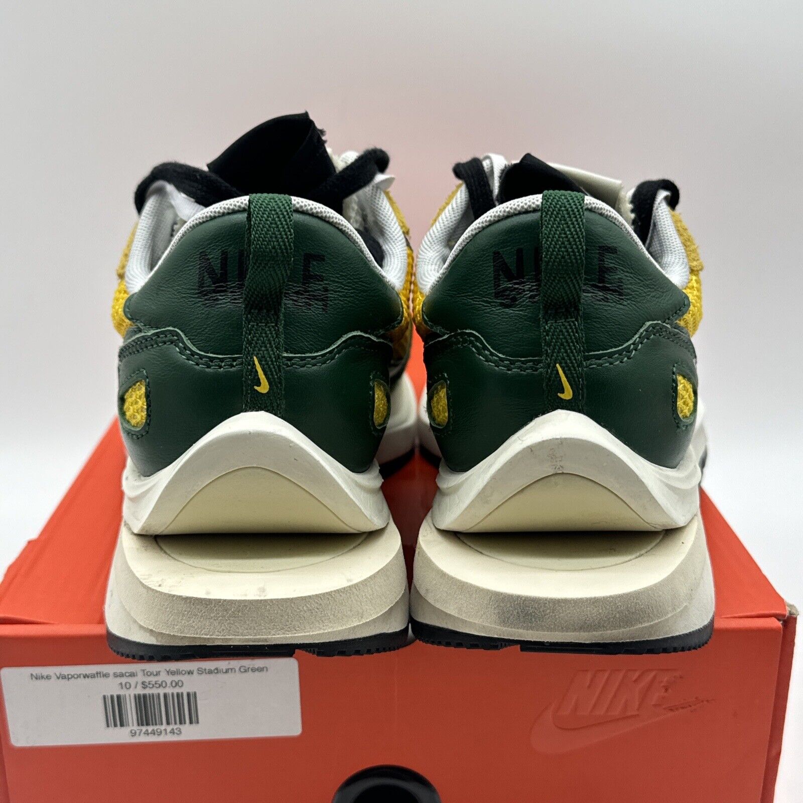 Size 10 - Nike VaporWaffle Sacai Tour Yellow Green OG All Black Breathable Suede