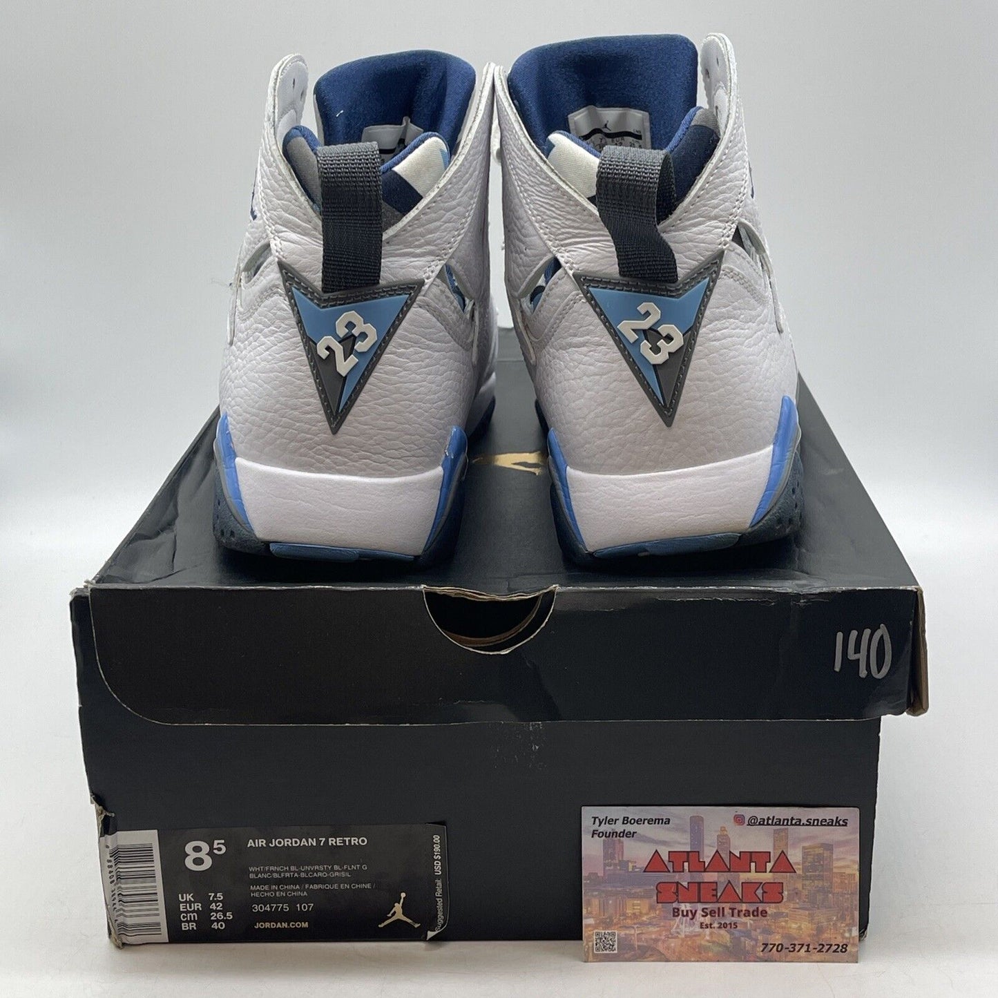 Size 8.5 - Air Jordan 7 Retro 2015 French Blue Grey White Leather (304775-107)