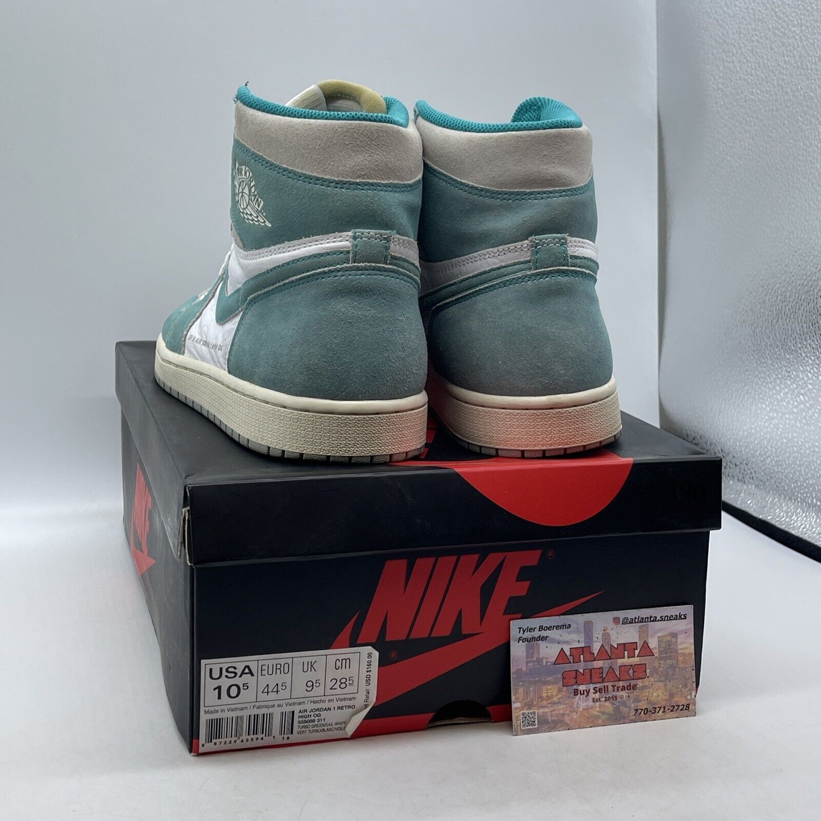 Size 10.5 - Jordan 1 Retro OG High Turbo Green White Suede Leather (555088-311)