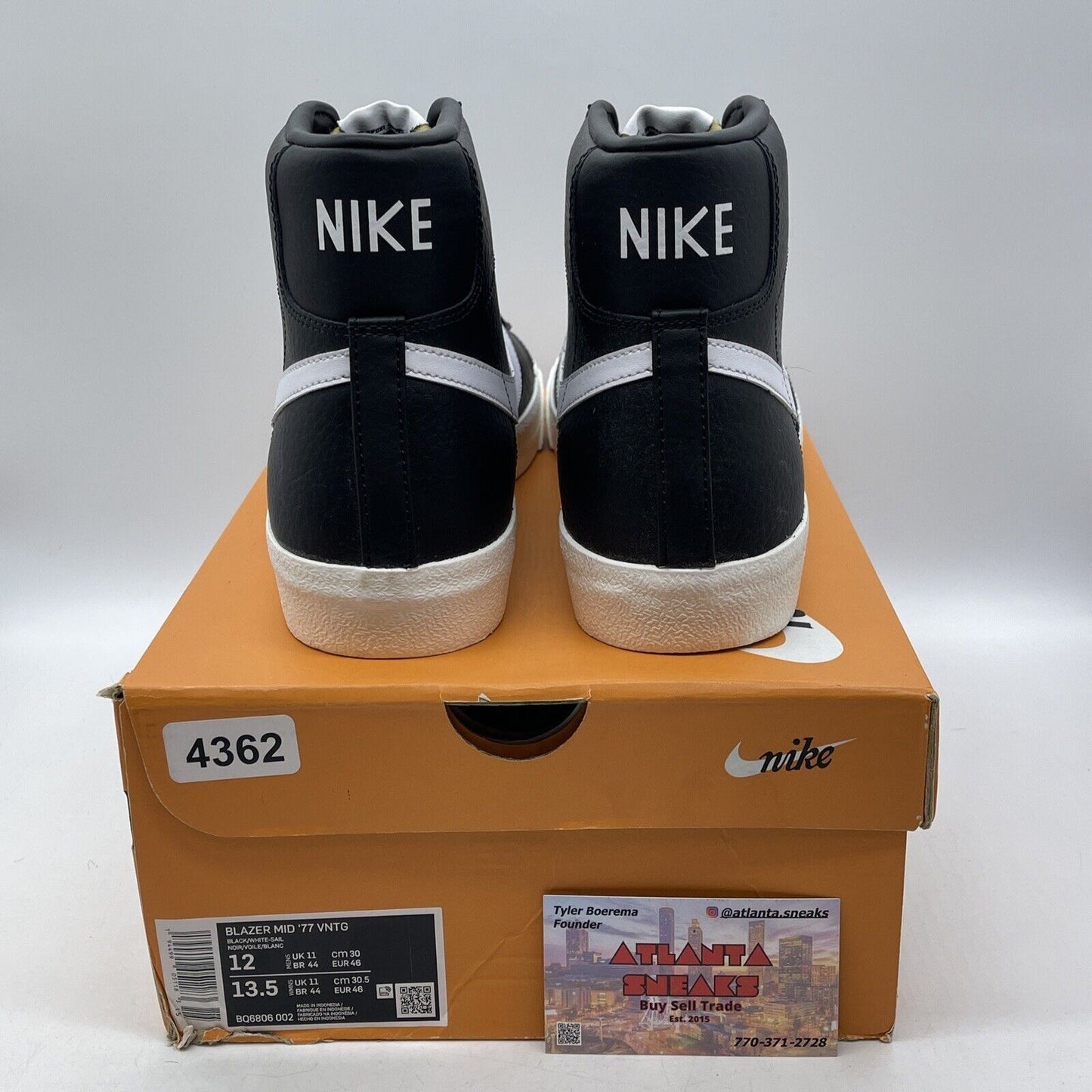 Size 12 - Nike Blazer '77 Leather Mid Black White (BQ6806-002)