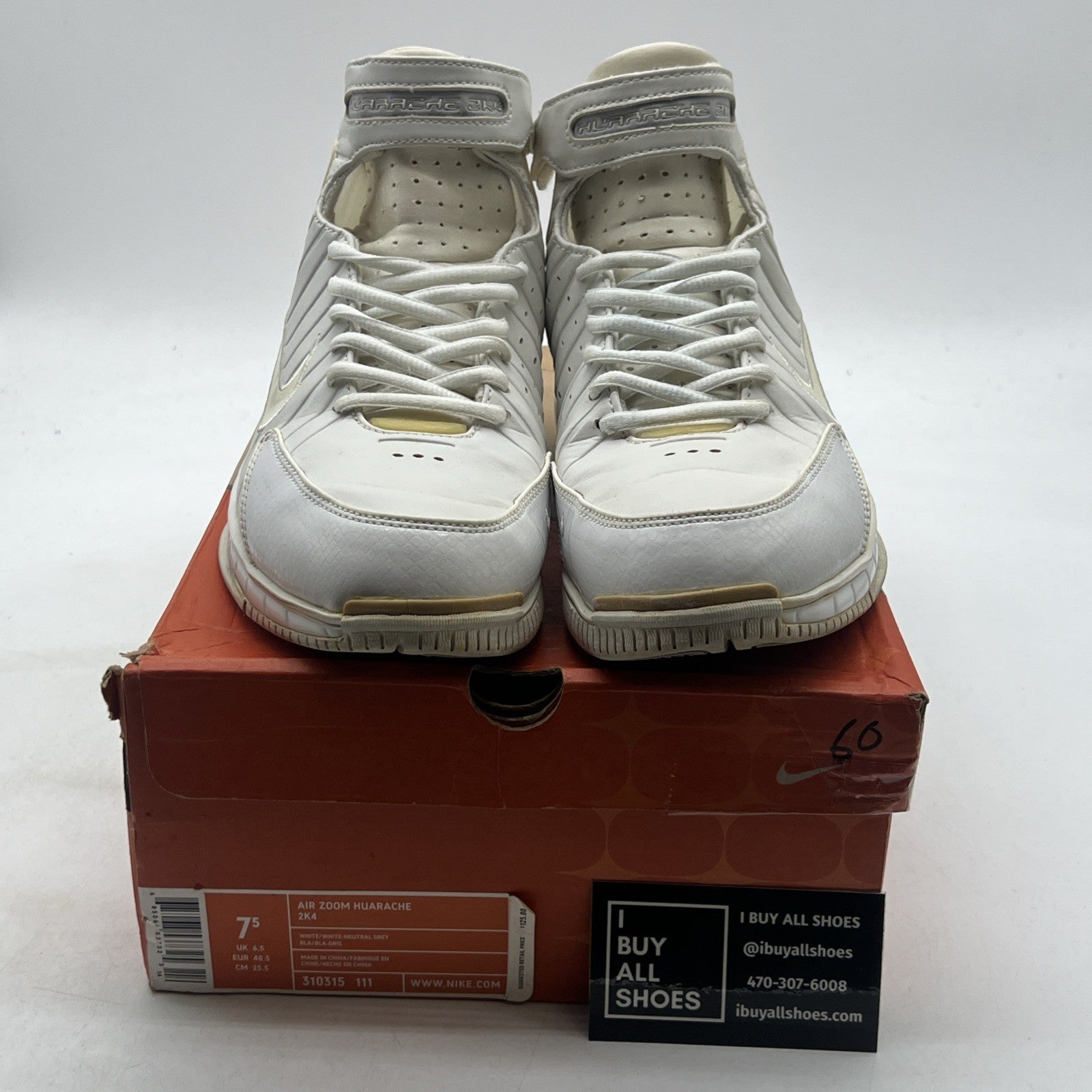 Size 7.5 - Nike Air Zoom Huarache 2K4 White (310315-111)