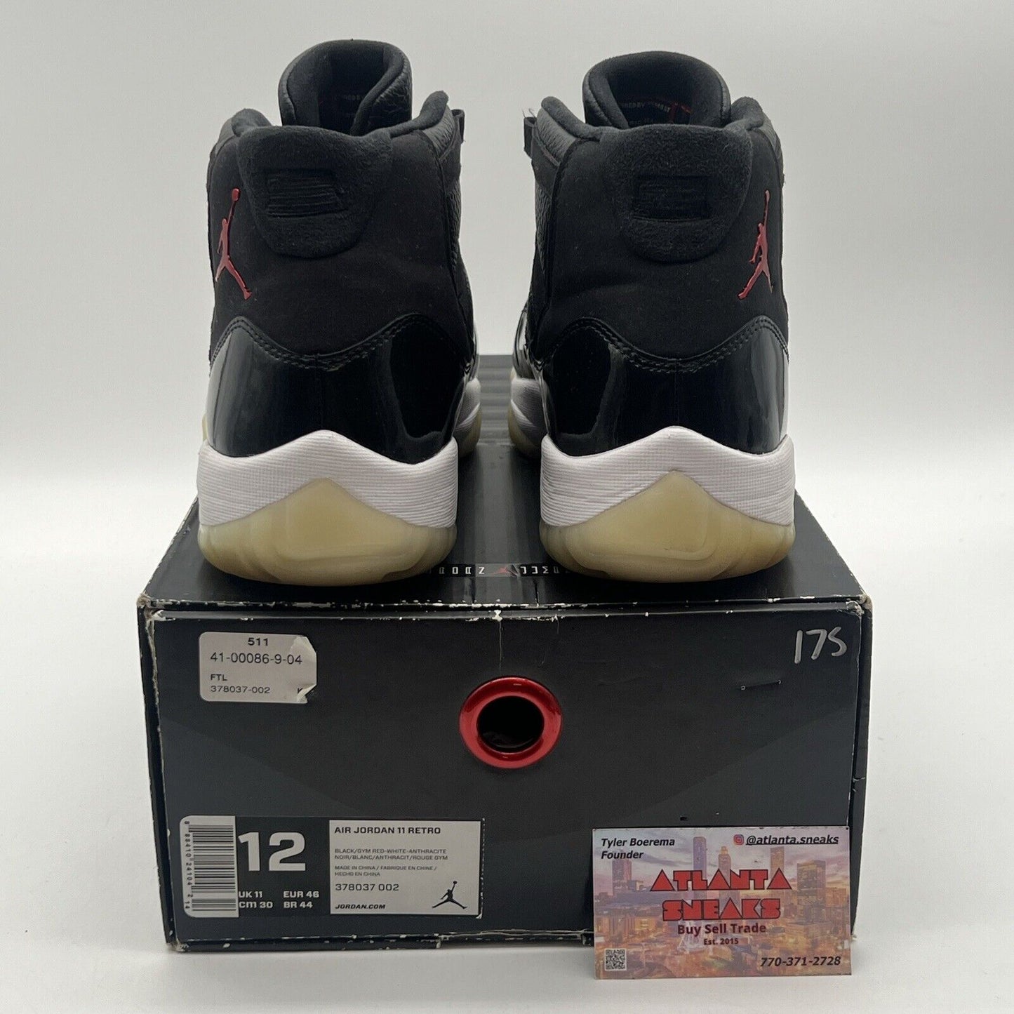 Size 12 - Jordan 11 Retro 72-10 2015 Black White Red (378037-002)