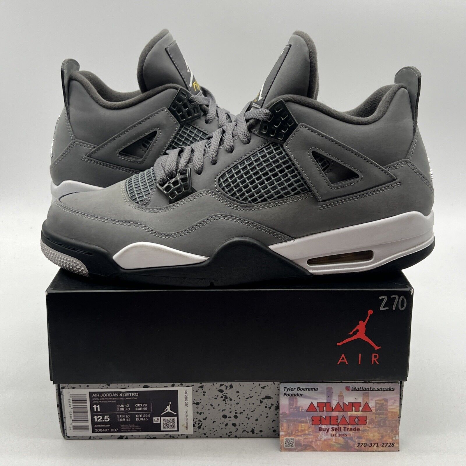 Size 11 - Jordan 4 Retro Low Cool Grey Black White Suede (308497-007)