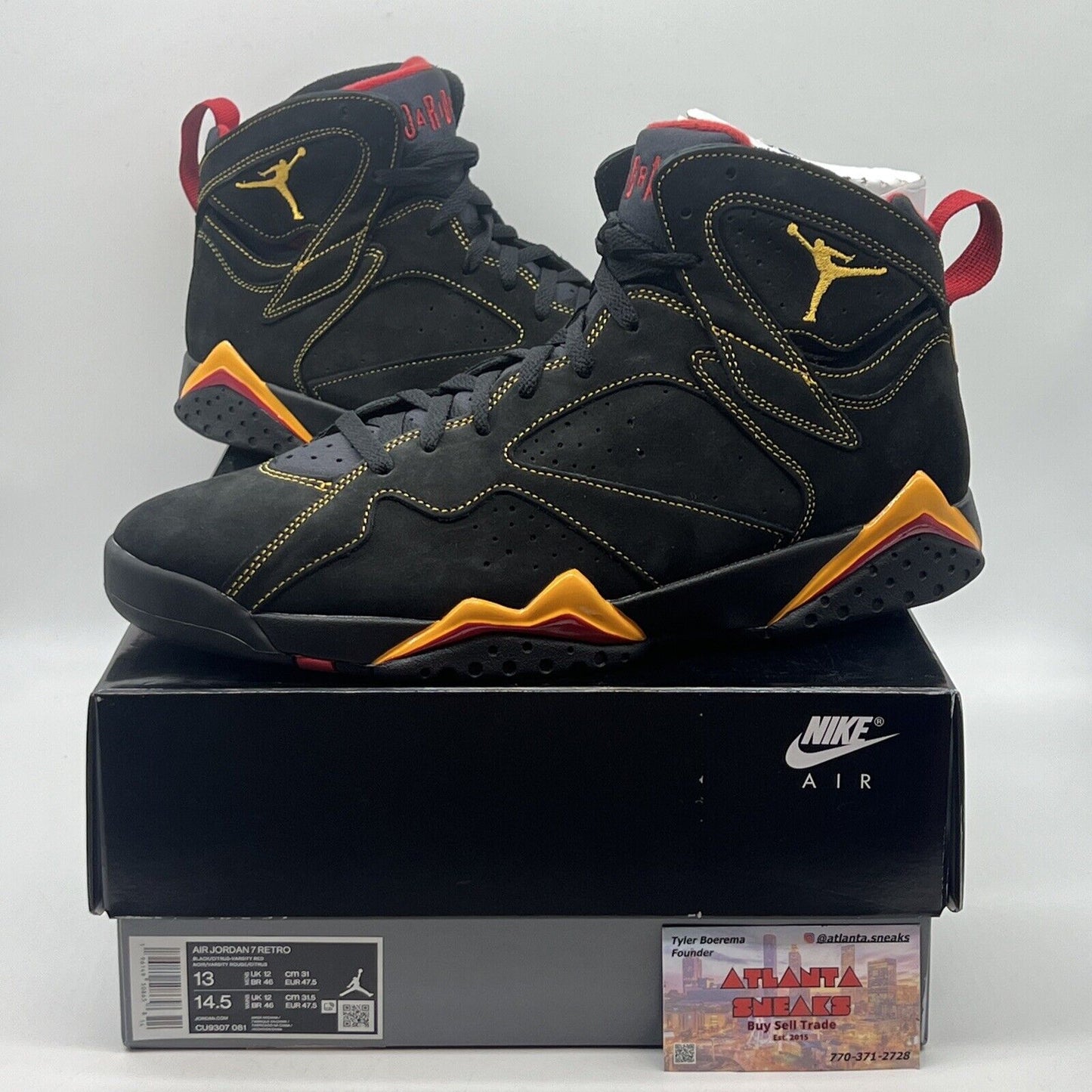 Size 13 - Jordan 7 Retro Citrus Brand New Of All Black Red