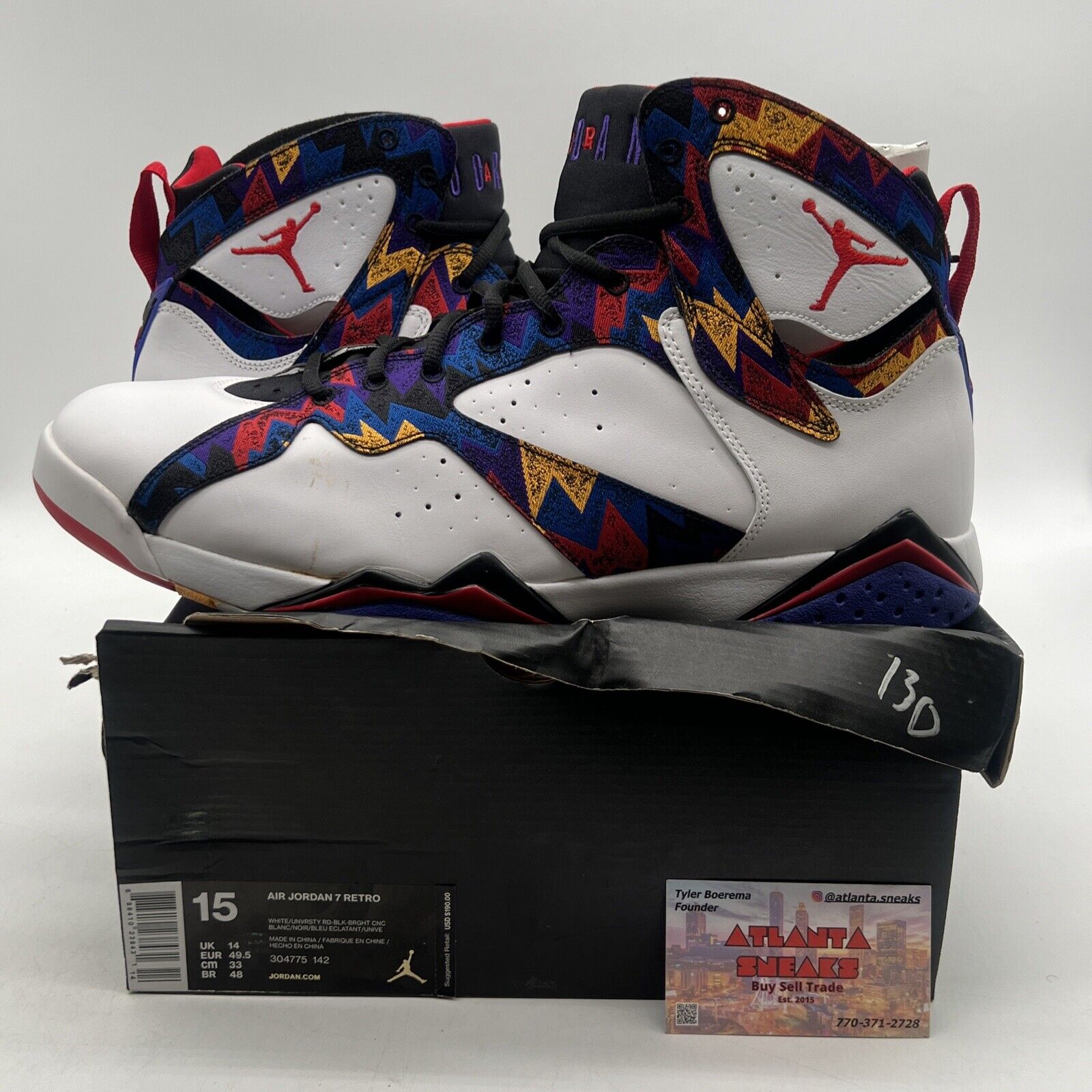 Size 15 - Air Jordan 7 Retro Sweater Purple Red White Yellow (304775-142)