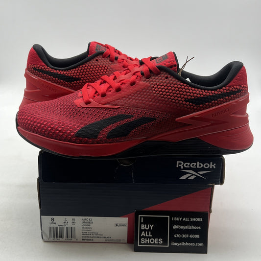 Size 8 - Reebok Nano X3 Mens Vector Red Black Lace Up Athletic Cross Training T3