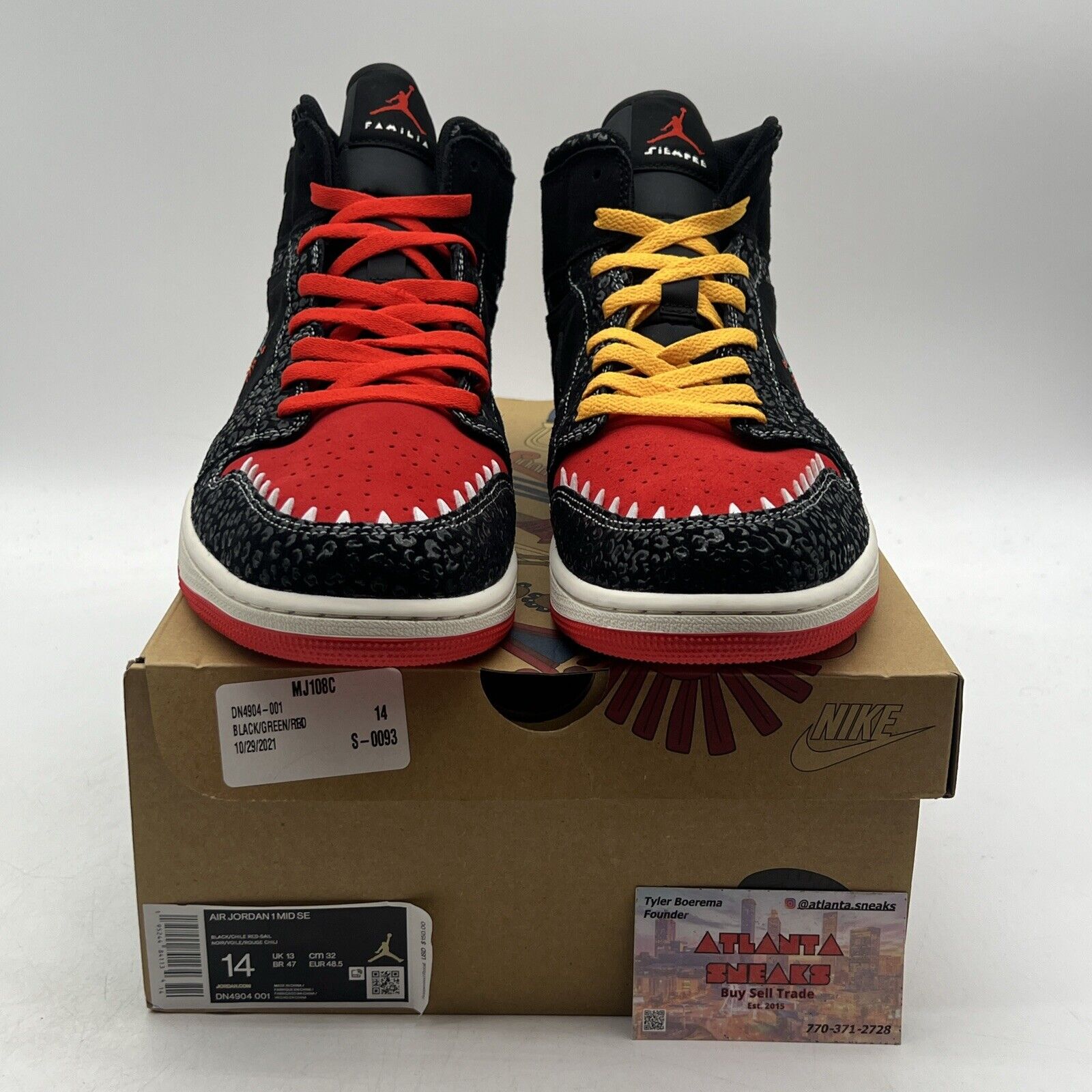 Size 14 - Air Jordan 1 SE Mid SiEMPRE Familia Red Yellow (DN4904-001)