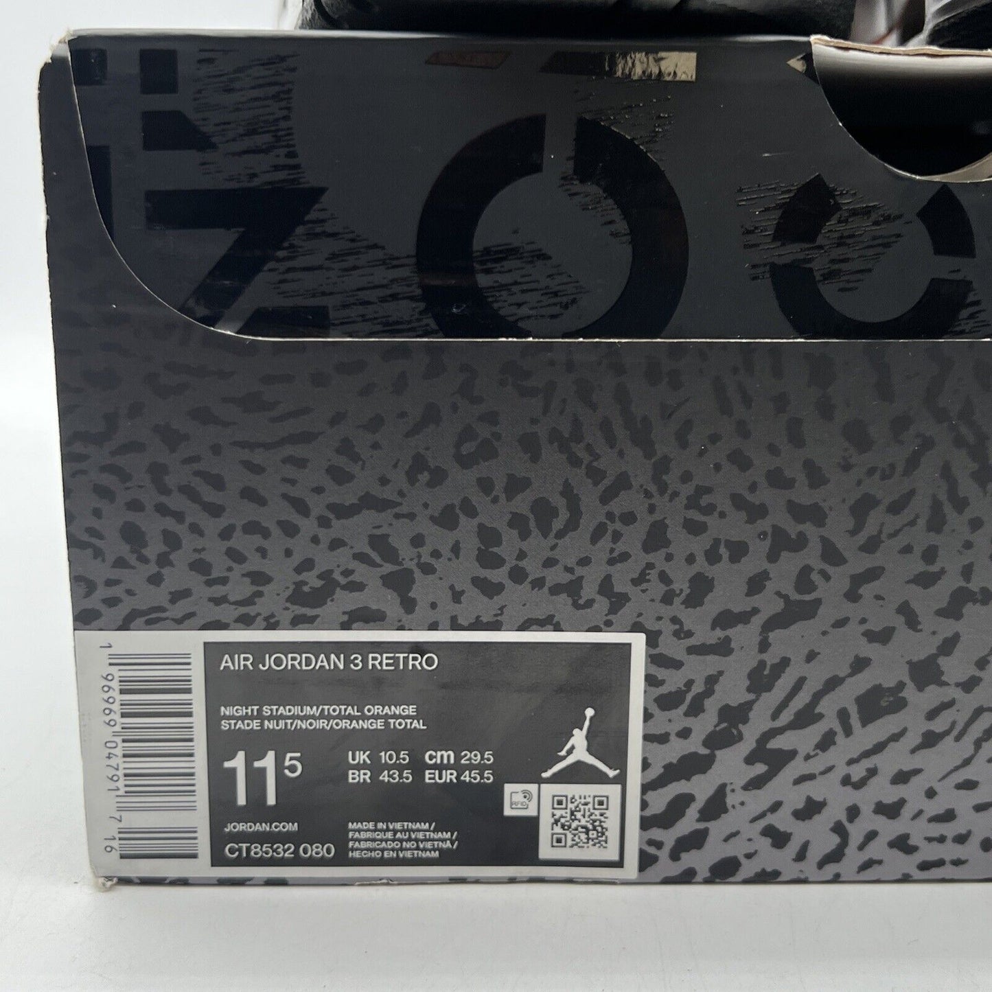 Size 11.5 - Jordan 3 Retro 2023 Mid Fear Orange Suede White Grey (CT8532-080)