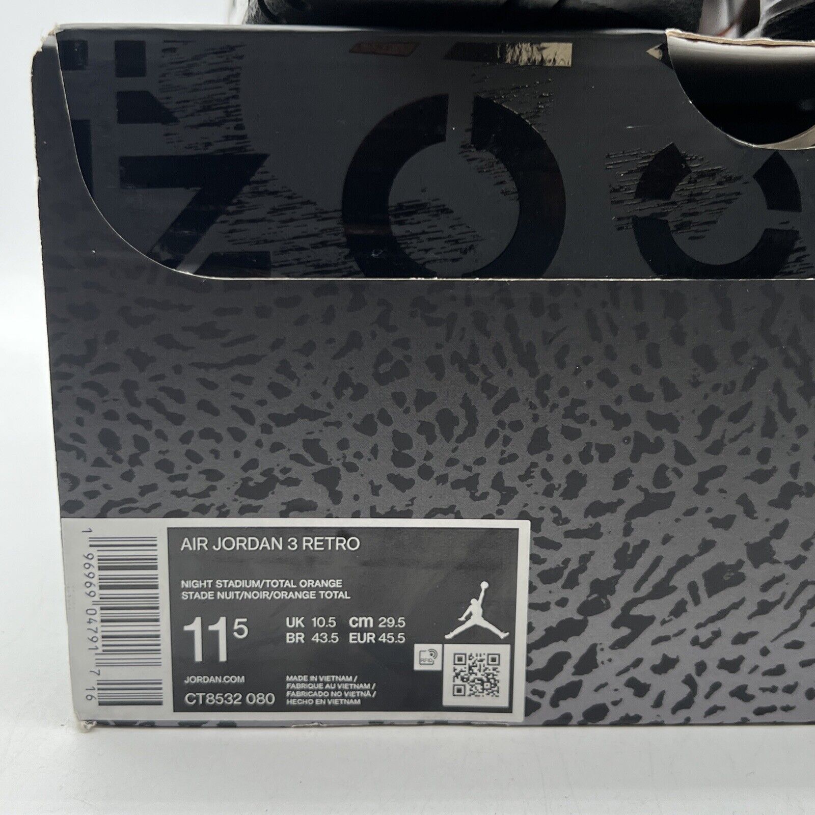 Size 11.5 - Jordan 3 Retro 2023 Mid Fear Orange Suede White Grey (CT8532-080)