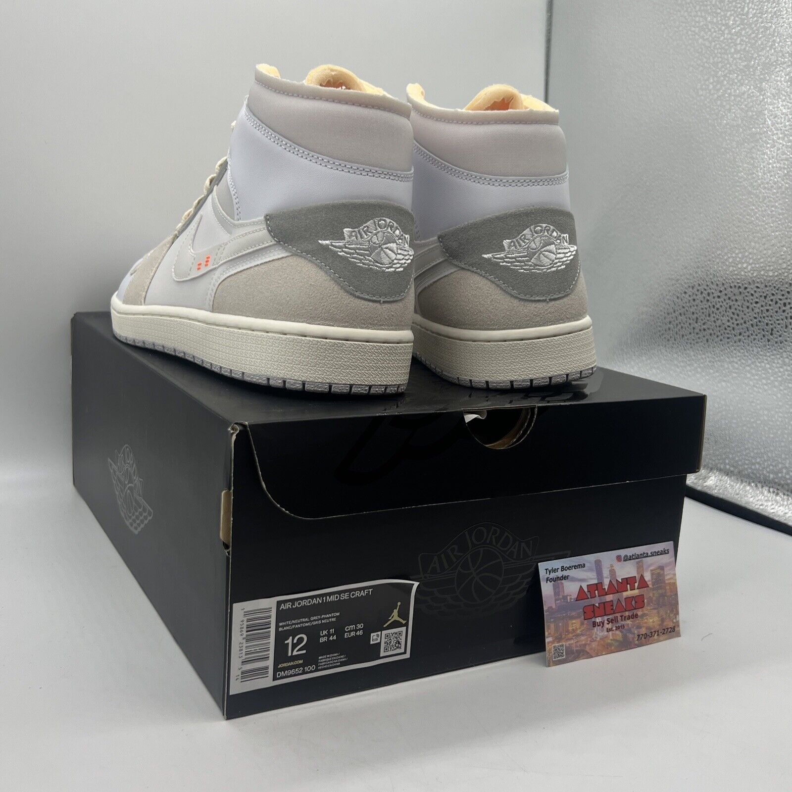 Size 12 - Jordan 1 Mid SE Craft White 2022 Brand New Og All White