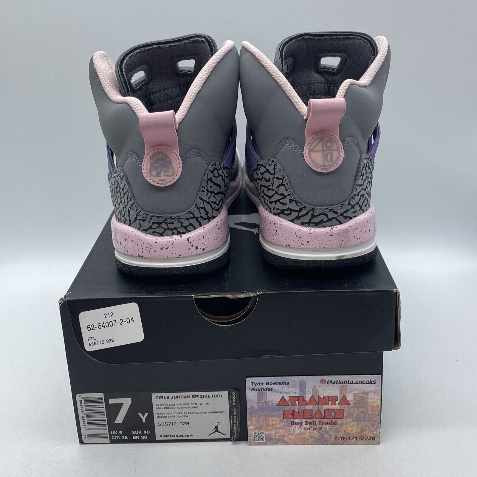 Size 7Y (GS) - Jordan Spizike Mid Purple Earth Grey Suede Leather 535712-028