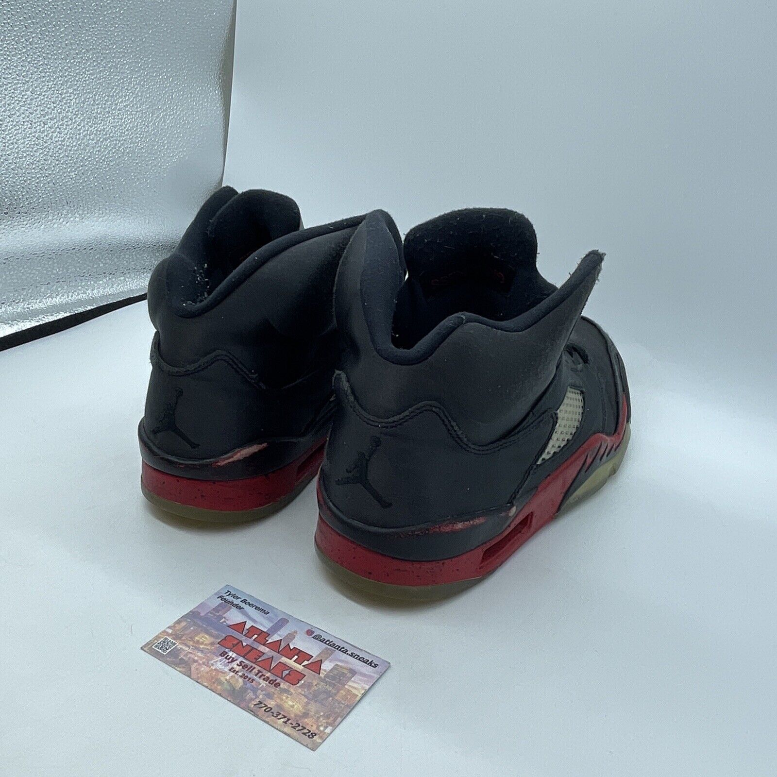 Size 8.5 - Air Jordan 5 Retro Satin Bred Black Red Grey (136027-006)