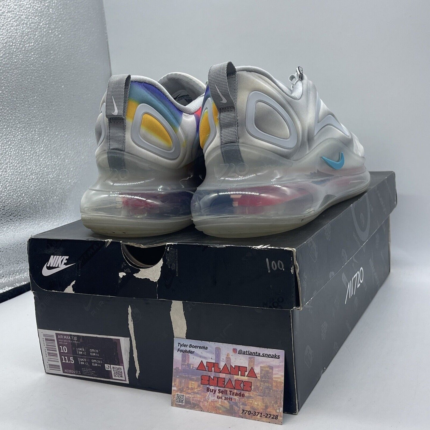 Size 10 - Nike Air Max 720 Pride Grey White Yellow Purple Suede (AO2924-011)