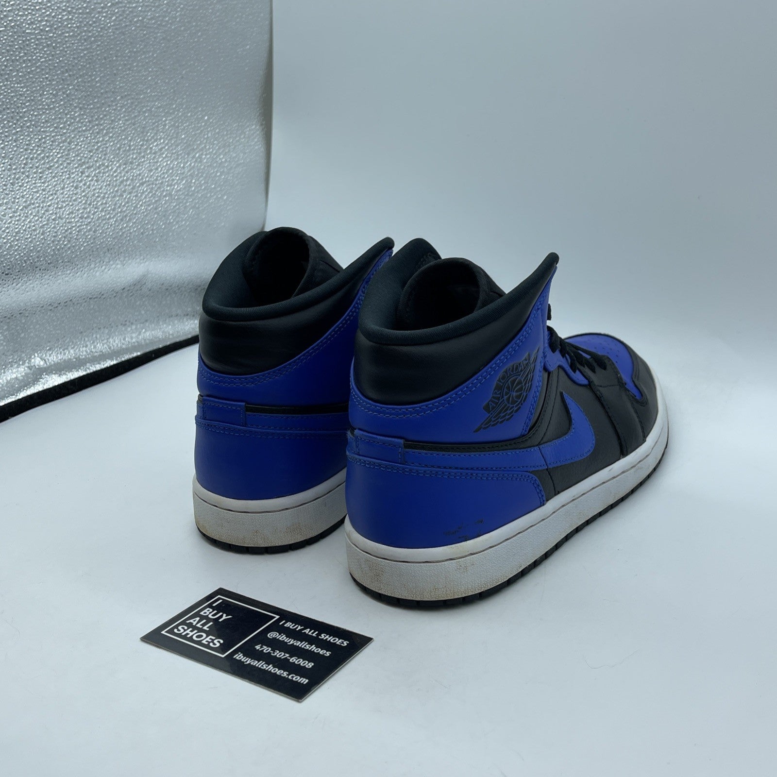 Size 9 - Jordan 1 Mid Hyper Royal Blue Black Leather (554724-077)