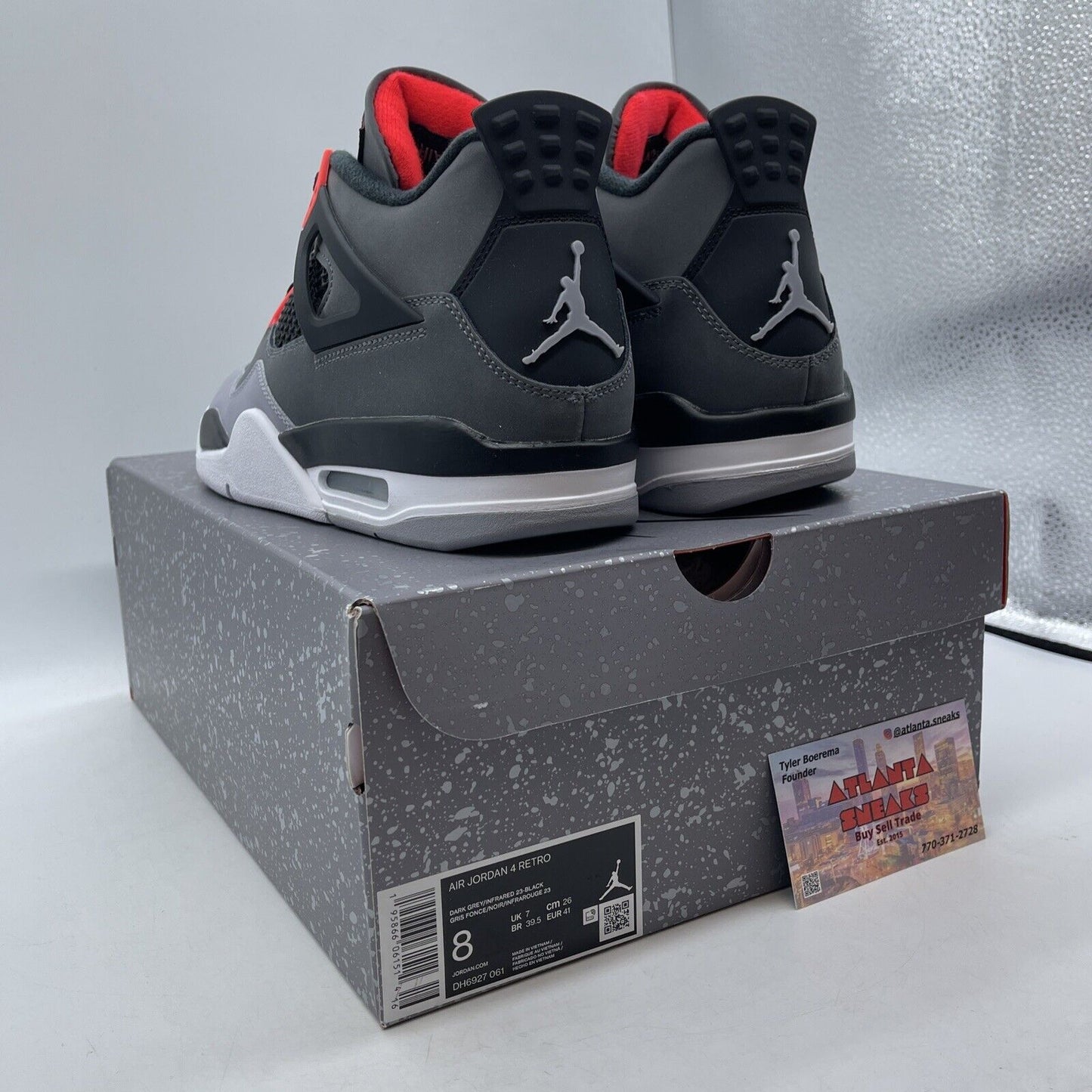 Size 8 - Jordan 4 Retro Mid Infrared Grey Black Suede (DH6927-061)