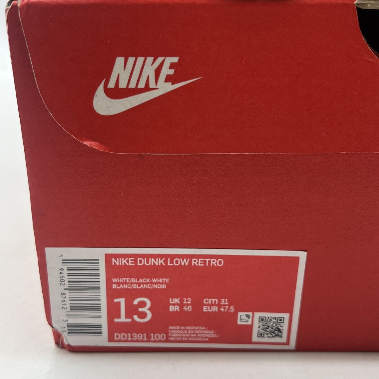 Size 13 - Nike Dunk Low Black White (DD1391-100)