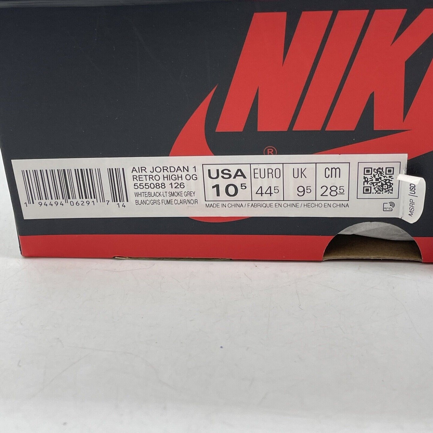 Size 10.5 - Jordan 1 Retro High OG Smoke Gray Black White Leather Suede