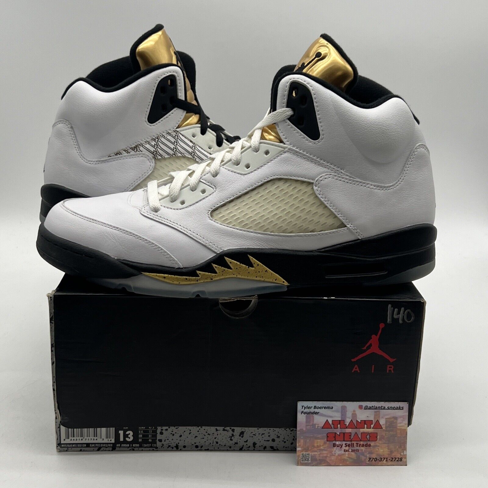 Size 13 - Air Jordan 5 Retro Olympic Black White Gold Leather (136027-133)