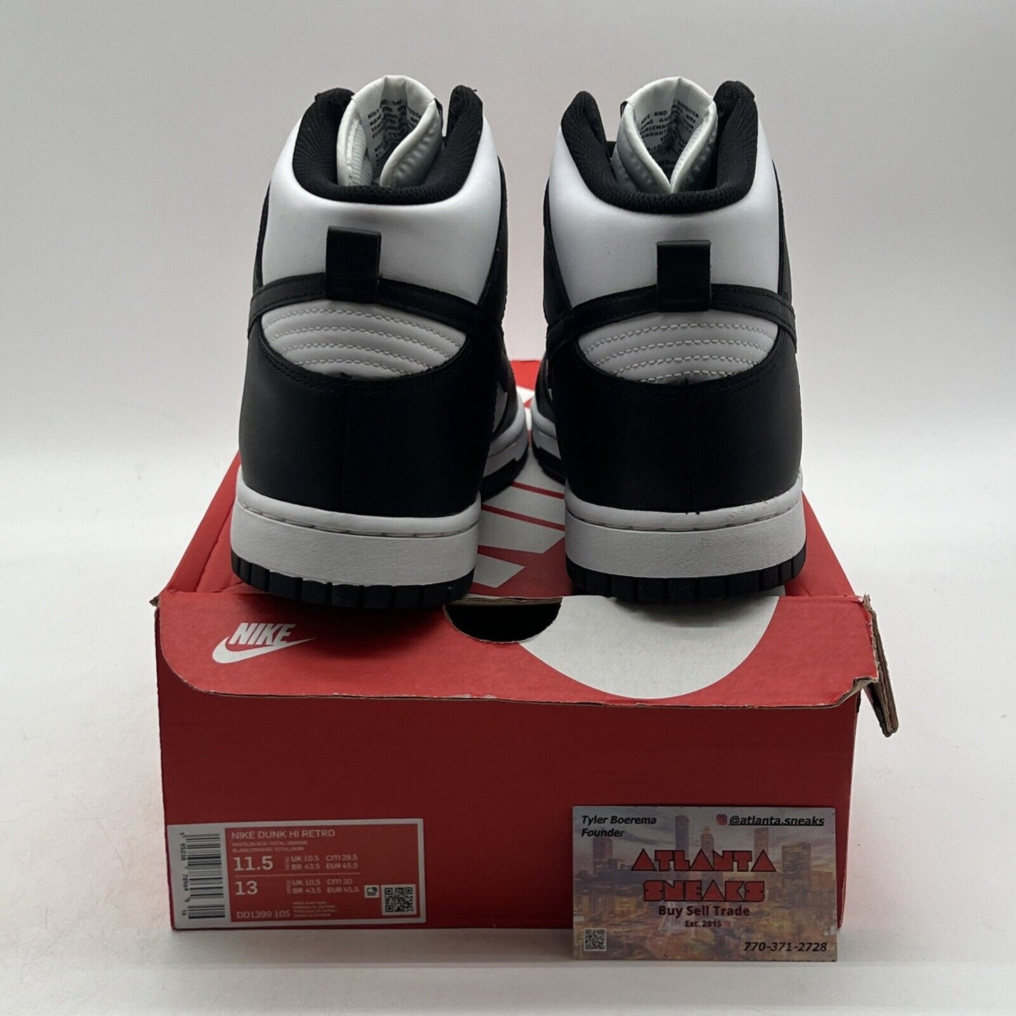 Size 11.5 - Nike Dunk High Black White Leather (DD1399-105)