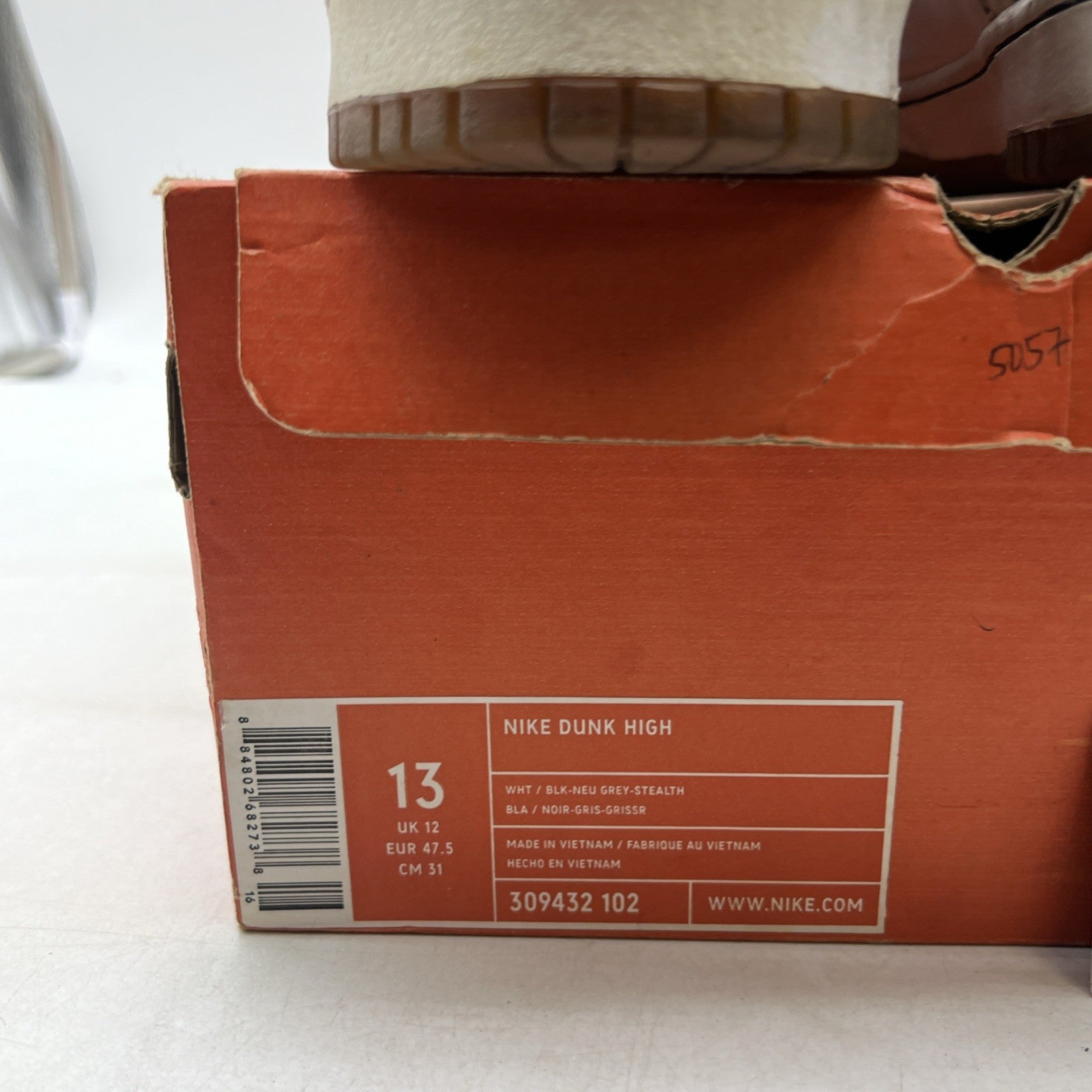 Size 13 - Nike Dunk High White - (309432-102)