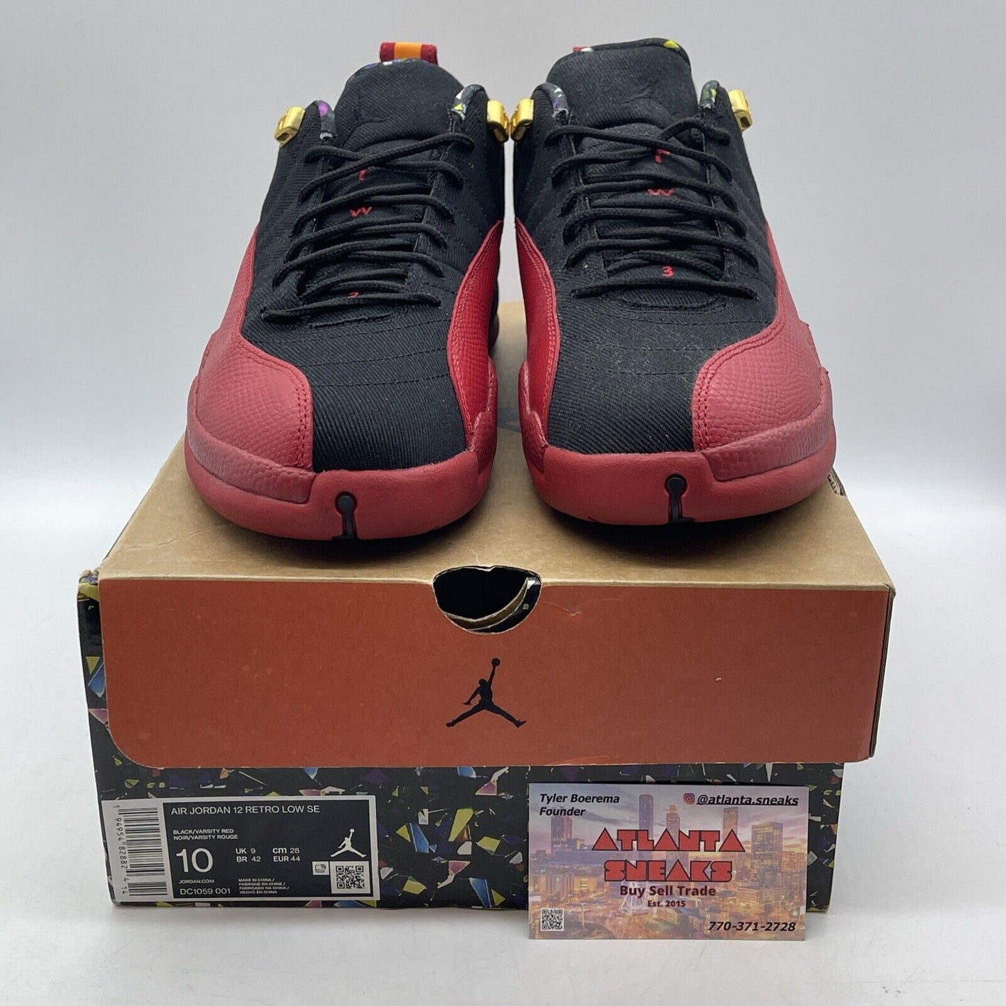 Size 10 - Jordan 12 Low SE 'Super Bowl' Black Red Gold Orange (DC1059-001)