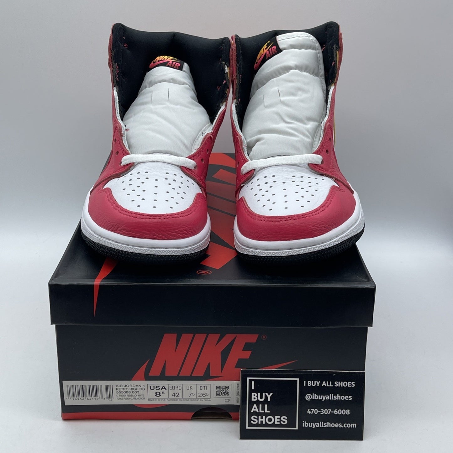 Size 8.5 - Jordan 1 Retro High OG Light Fusion Red Leather (555088-603)