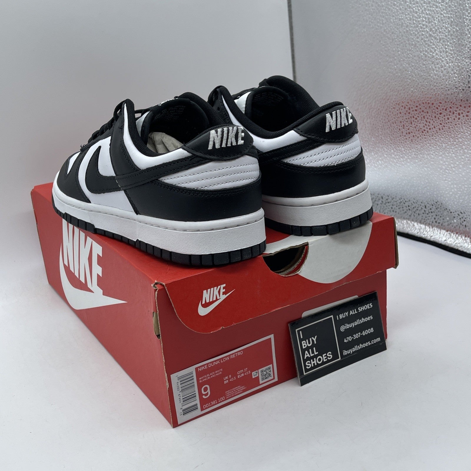 Size 9 - Nike Dunk Low Black White Leather (DD1391-100)