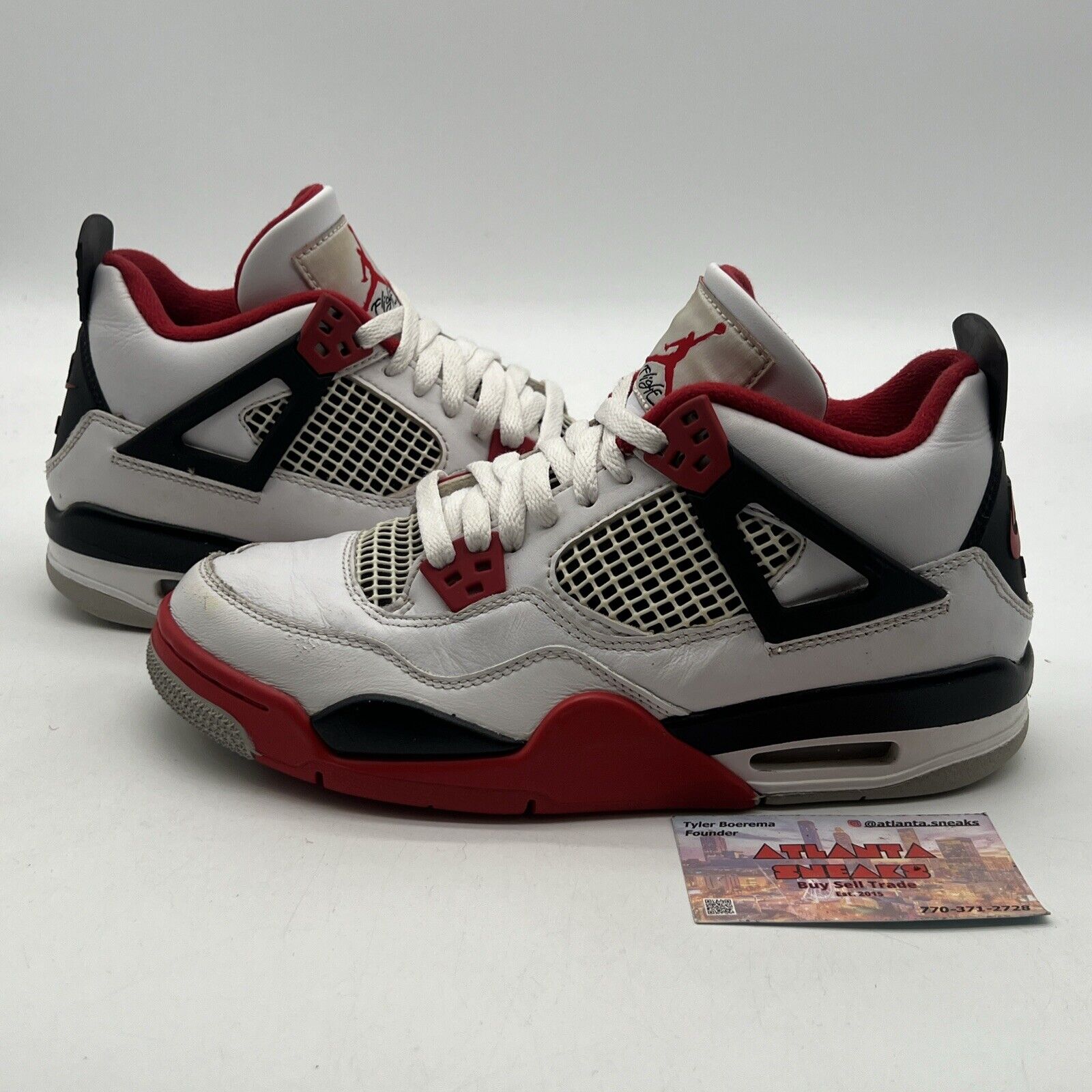 Size 6.5 - Jordan 4 Retro OG Mid Fire Red Black Red White Leather (408452-160)