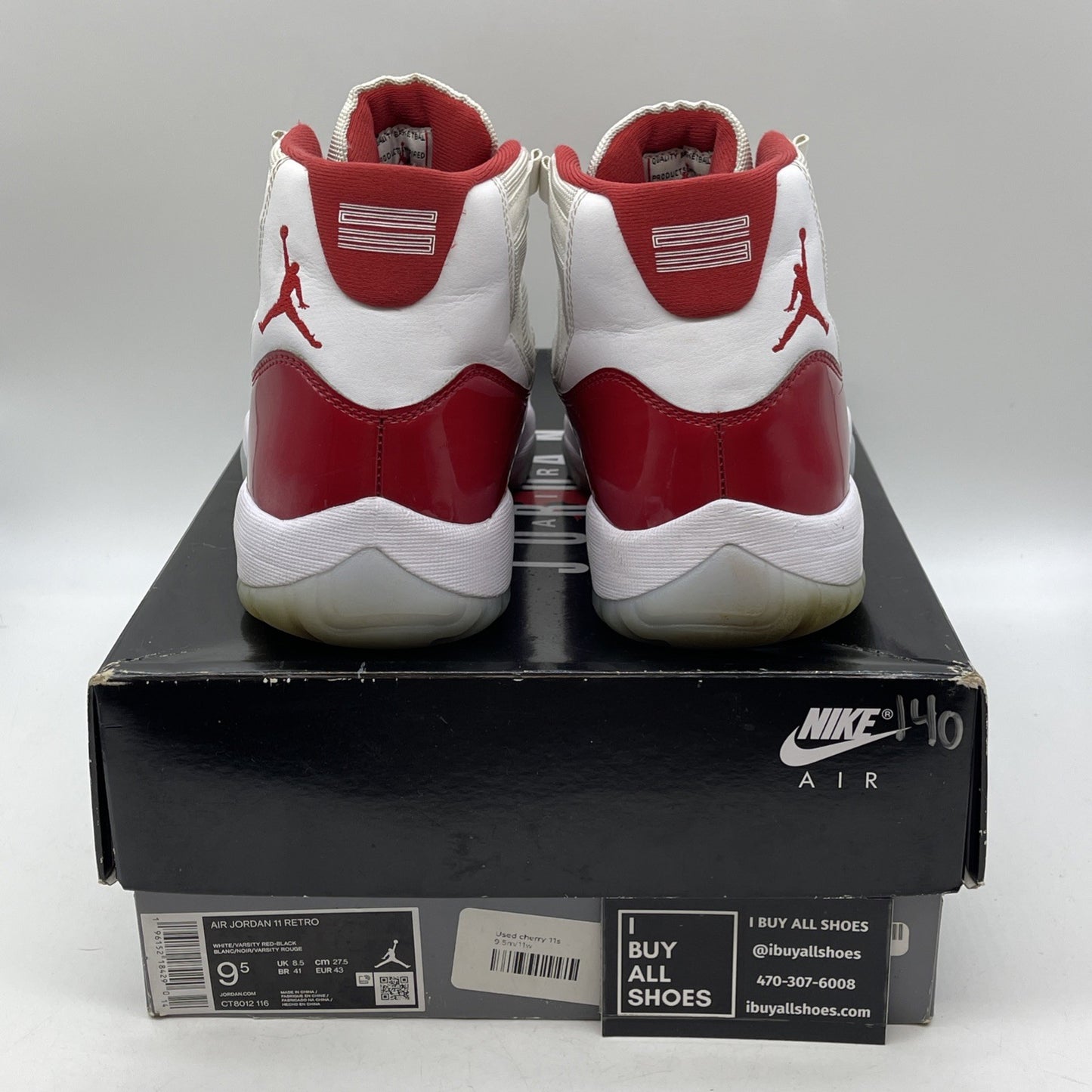 Size 9.5 - Jordan 11 Retro High Cherry Red White Suede Leather (CT8012-116)