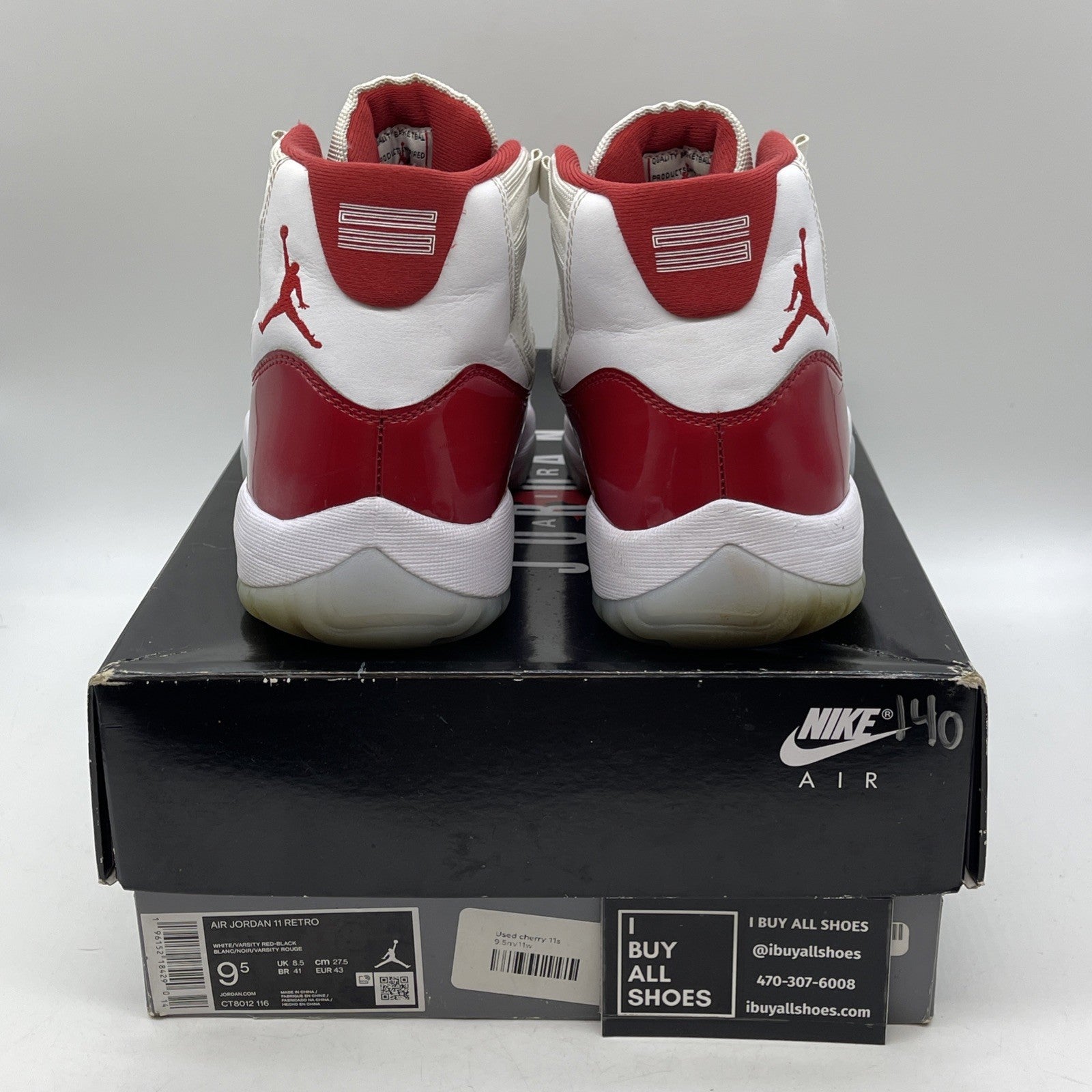 Size 9.5 - Jordan 11 Retro High Cherry Red White Suede Leather (CT8012-116)