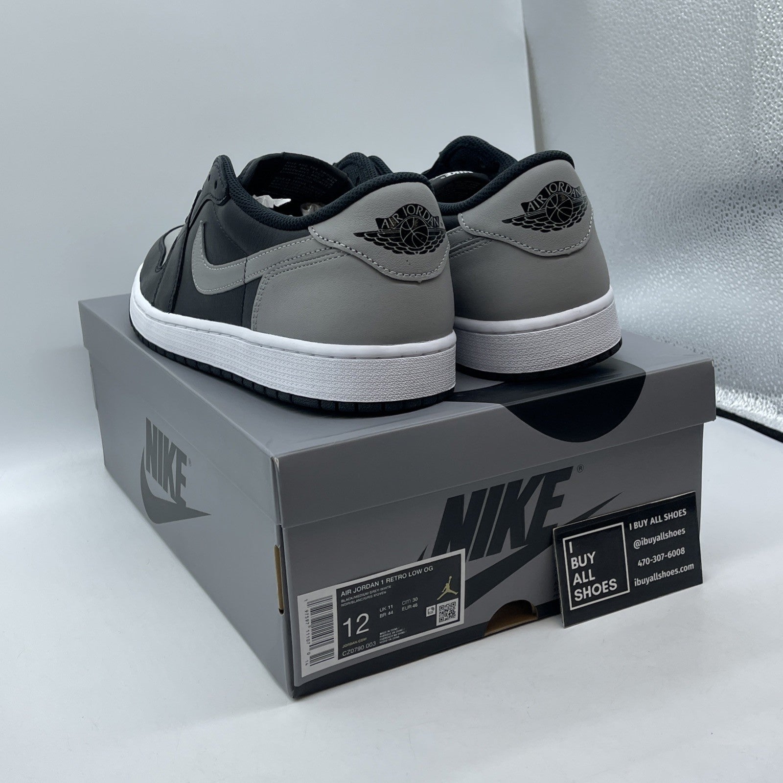 Size 12 - Air Jordan 1 Retro OG 2024 Low Shadow Grey Black (CZ0790-003)