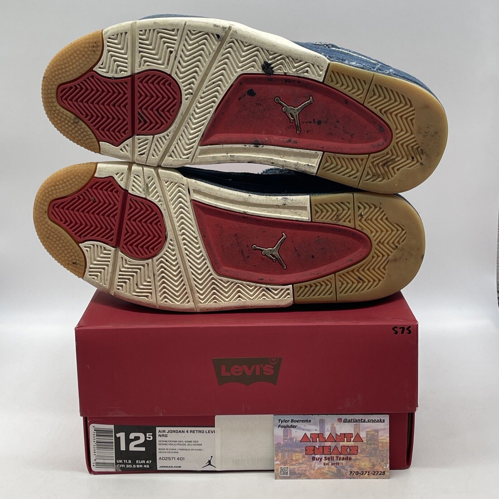 Size 12.5 - Levi's x Air Jordan 4 Retro Denim Blue Yellow Brown (AO2571-401)