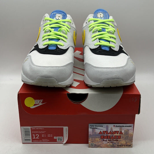 Size 12 - Nike Air Max 1 Daisy - CW6031-100 White Grey Blue Green (CW6031-100)